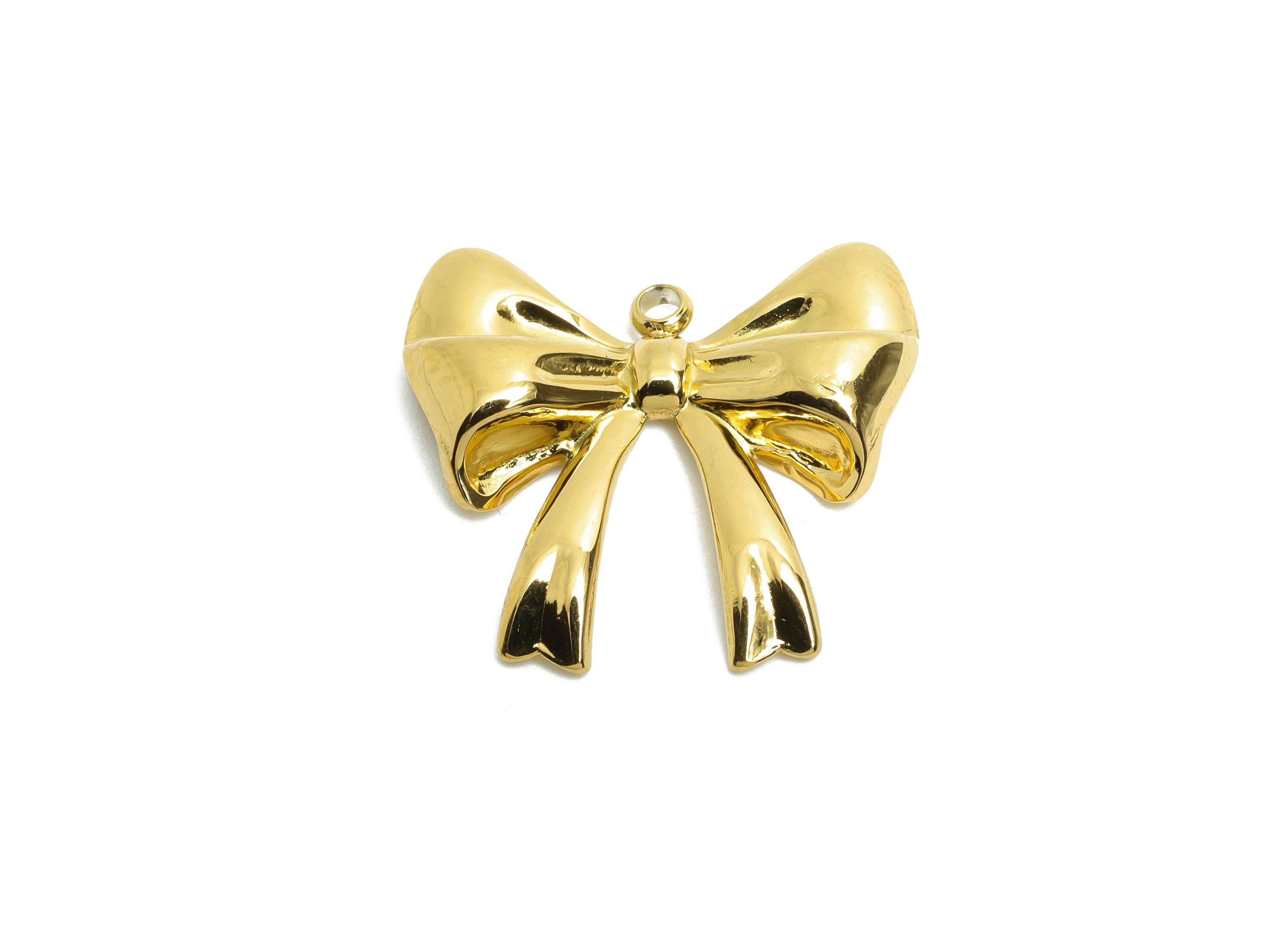 Stainless Steel Bowtie Charms - Elegant Bowtie Necklace Pendant - 316L Stainless Steel - Statement Steel Jewelry - 20.4x22.8x4.42mm - SS1608 - DOMEDBAZAAR