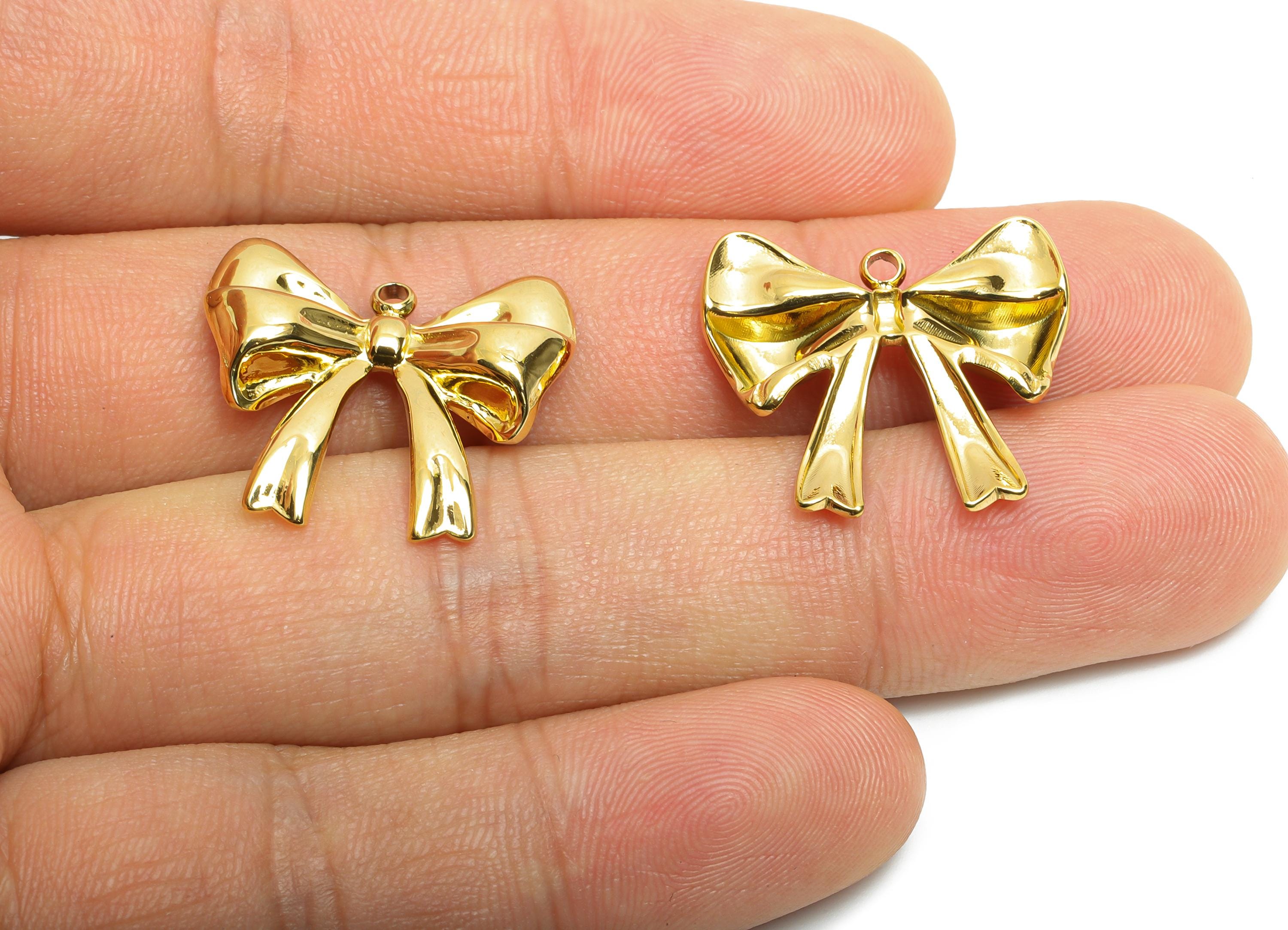 Stainless Steel Bowtie Charms - Elegant Bowtie Necklace Pendant - 316L Stainless Steel - Statement Steel Jewelry - 20.4x22.8x4.42mm - SS1608 - DOMEDBAZAAR