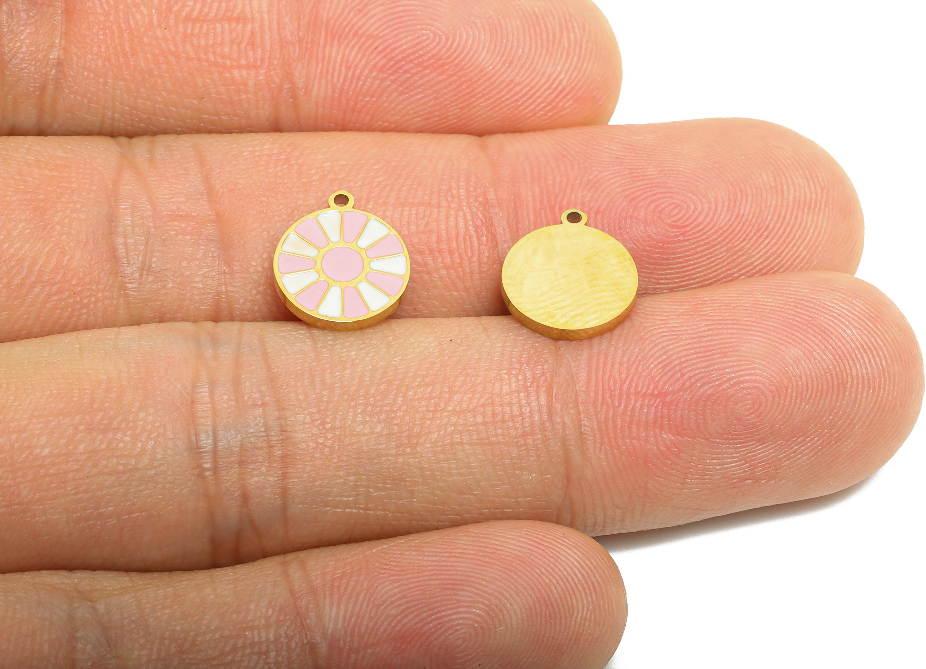 Stainless Steel Daisy Charms - Dainty Enamel Floral Pendant - Modern Flower Summer Pendant - Artistic Flower Jewelry - 11x9.89x1mm - SS1636 - DOMEDBAZAAR