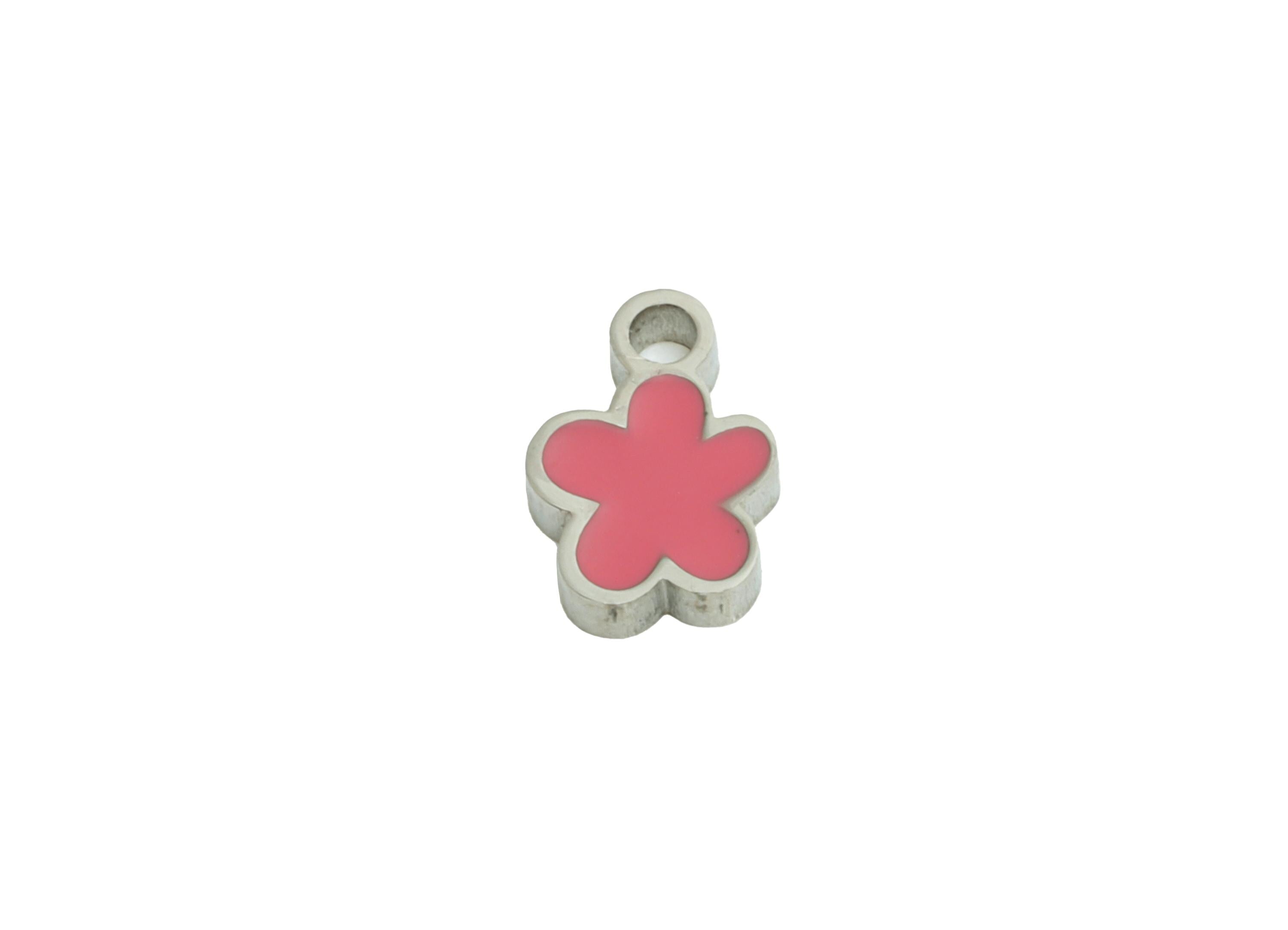 Stainless Steel Floral Charms - Dainty Enamel Tiny Charm - Modern Flower Summer Pendant - Artistic Flower Jewelry  - 6.71x4x1mm - SS1603 - DOMEDBAZAAR