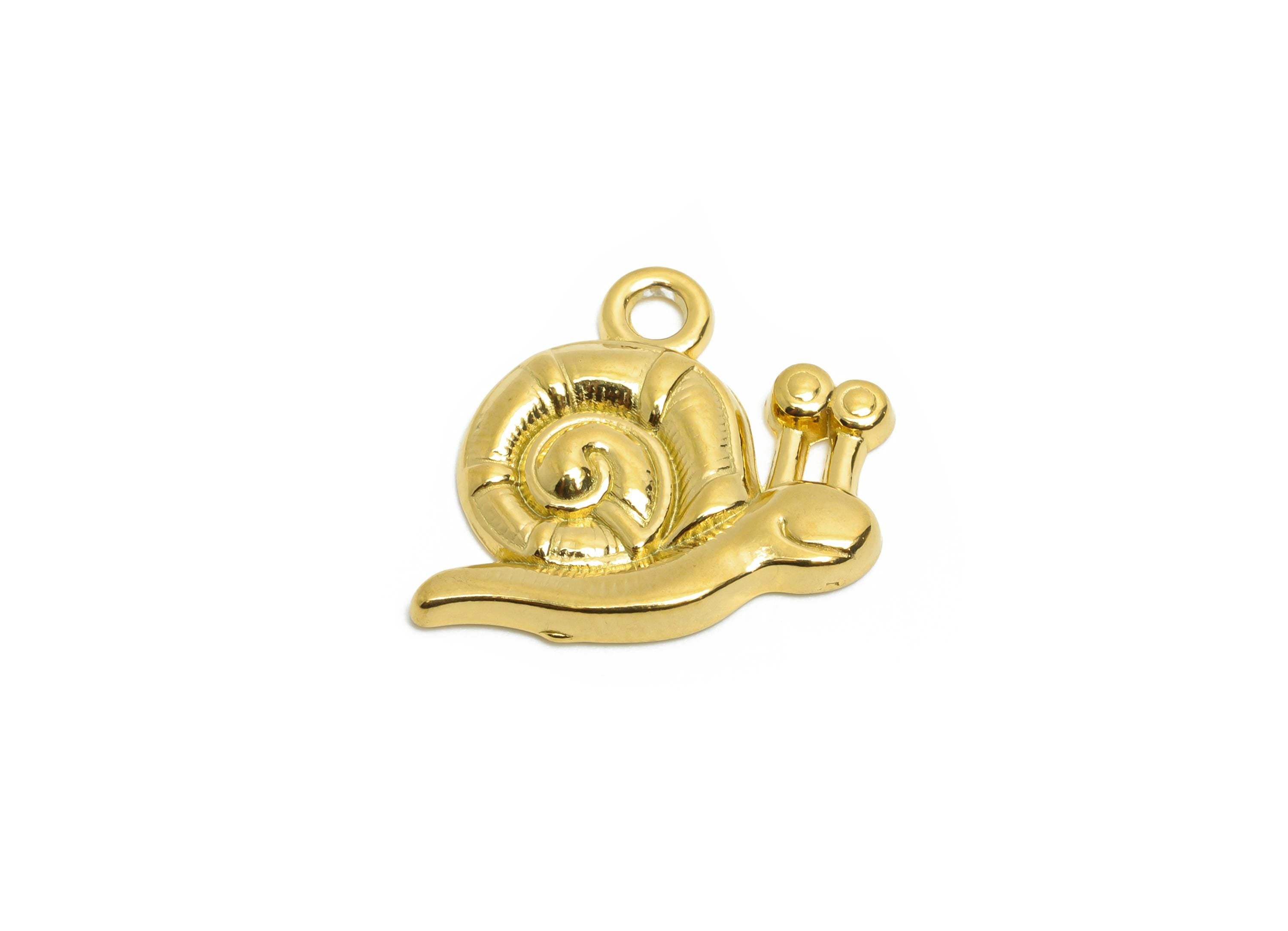 Stainless Steel Snail Charms - Textured Marine Life Pendant - Modern Dainty Snail Pendant - Minimalist Steel Finding - 15x19.6x2mm - SS1655 - DOMEDBAZAAR