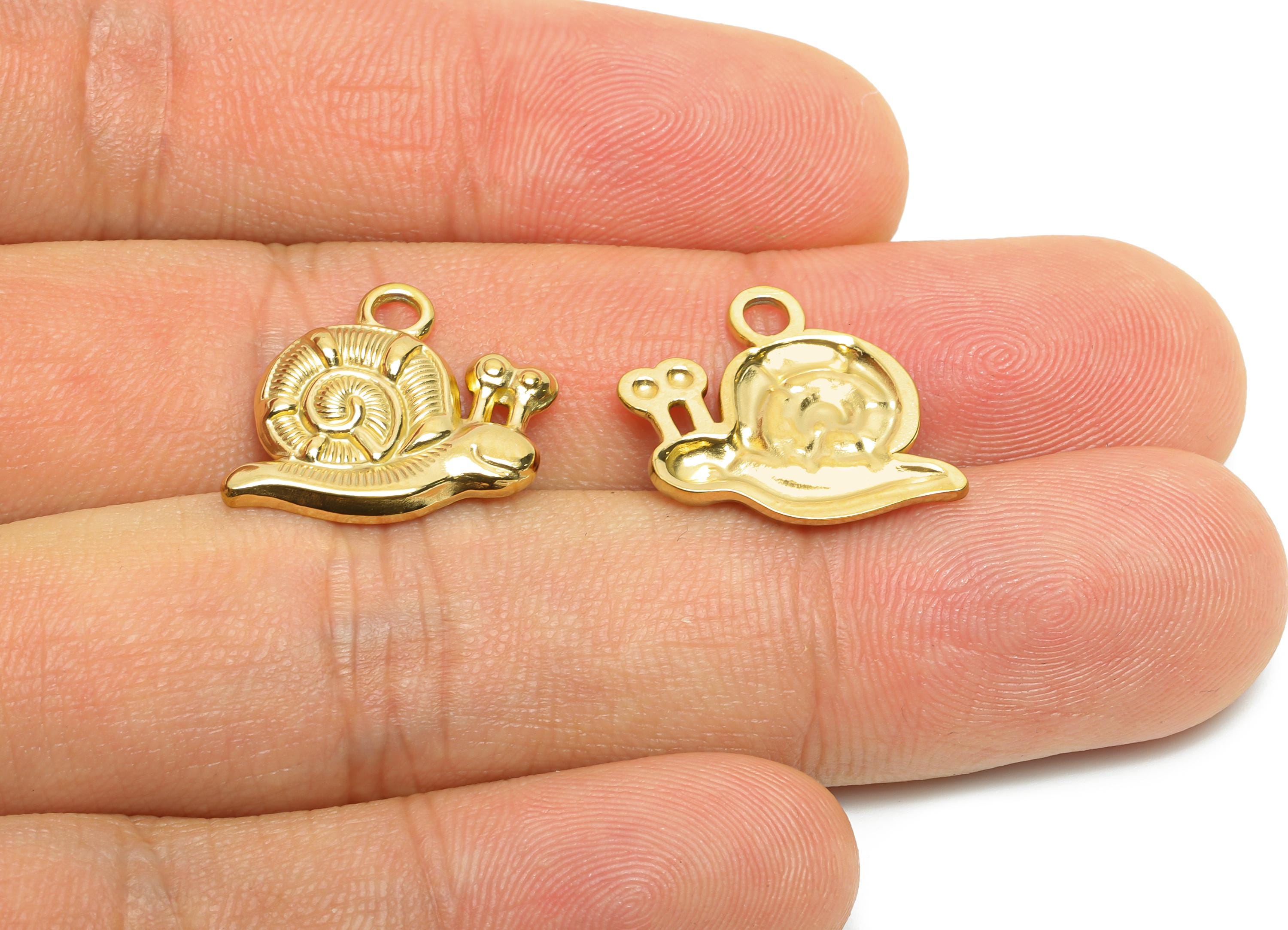 Stainless Steel Snail Charms - Textured Marine Life Pendant - Modern Dainty Snail Pendant - Minimalist Steel Finding - 15x19.6x2mm - SS1655 - DOMEDBAZAAR