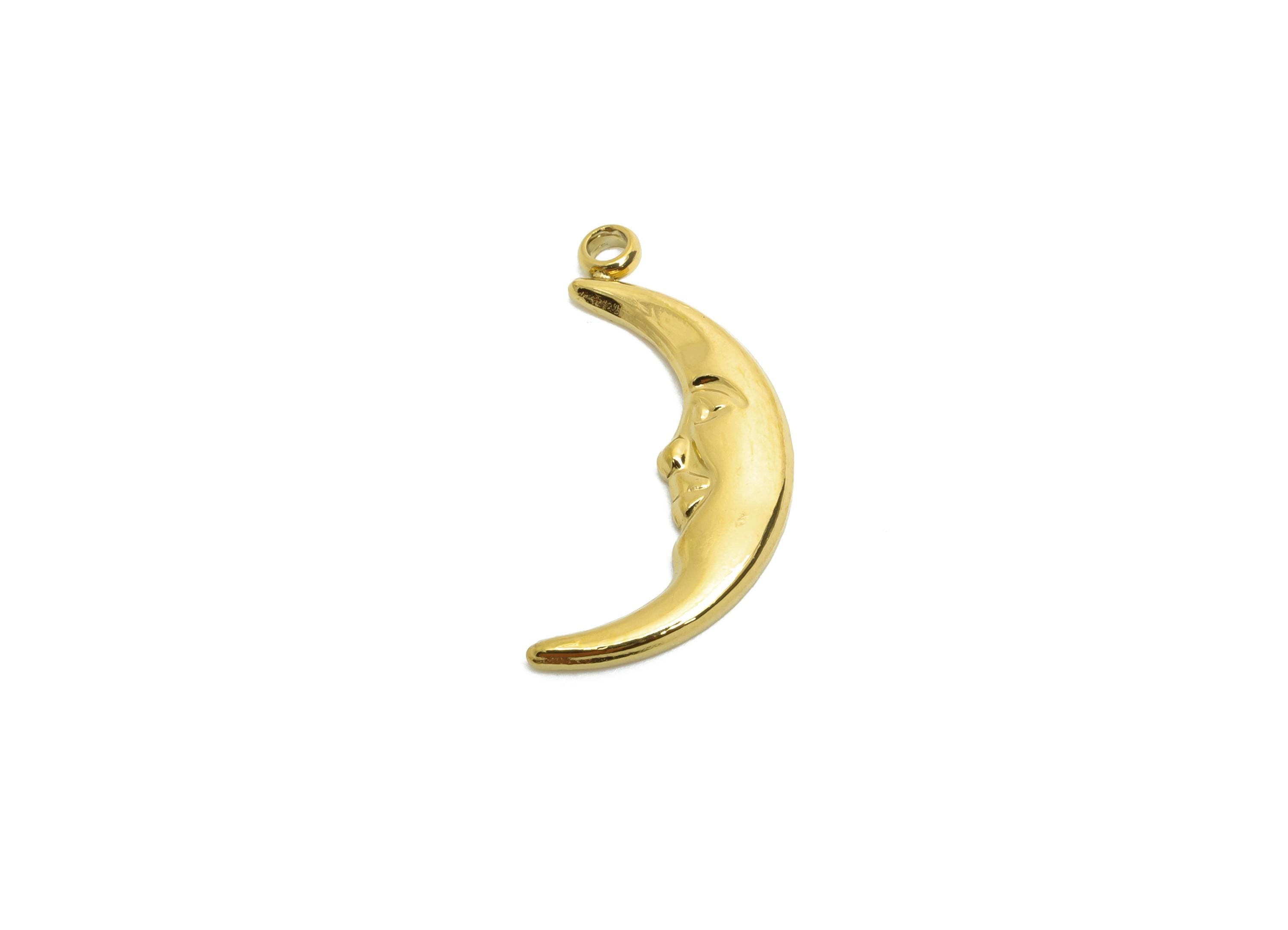 Stainless Steel Crescent Charms - Modern Celestial Moon Face Charms - 316L Stainless Steel - Minimalist Jewelry - 18.64x8.1x1.56mm - SS1650 - DOMEDBAZAAR