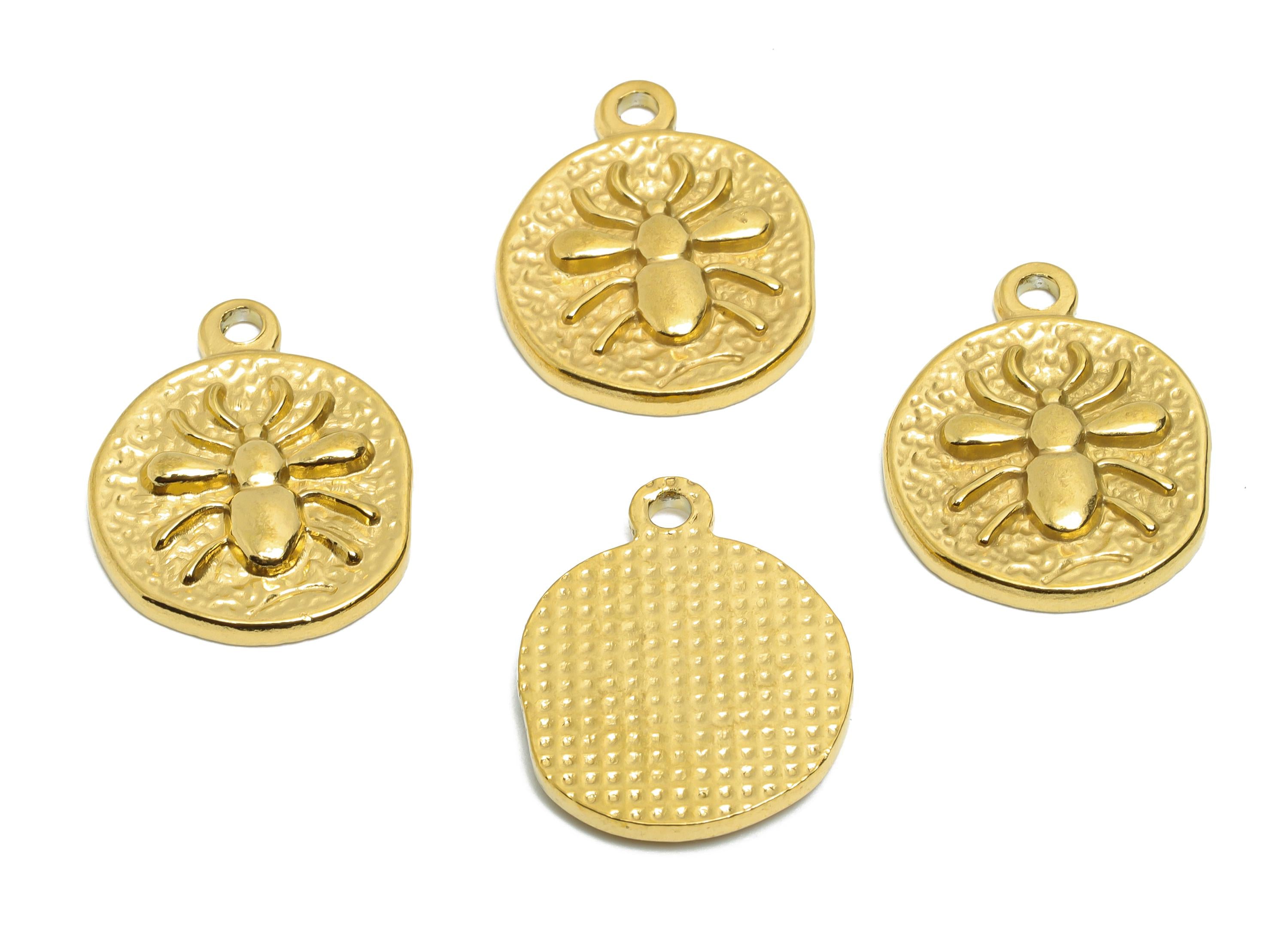 Stainless Steel Spider Charms - Textured Insect Pendant for Necklace - 316L Stainless Steel - Steel Accessory - 21.54x17.5x2.73mm - SS1642 - DOMEDBAZAAR