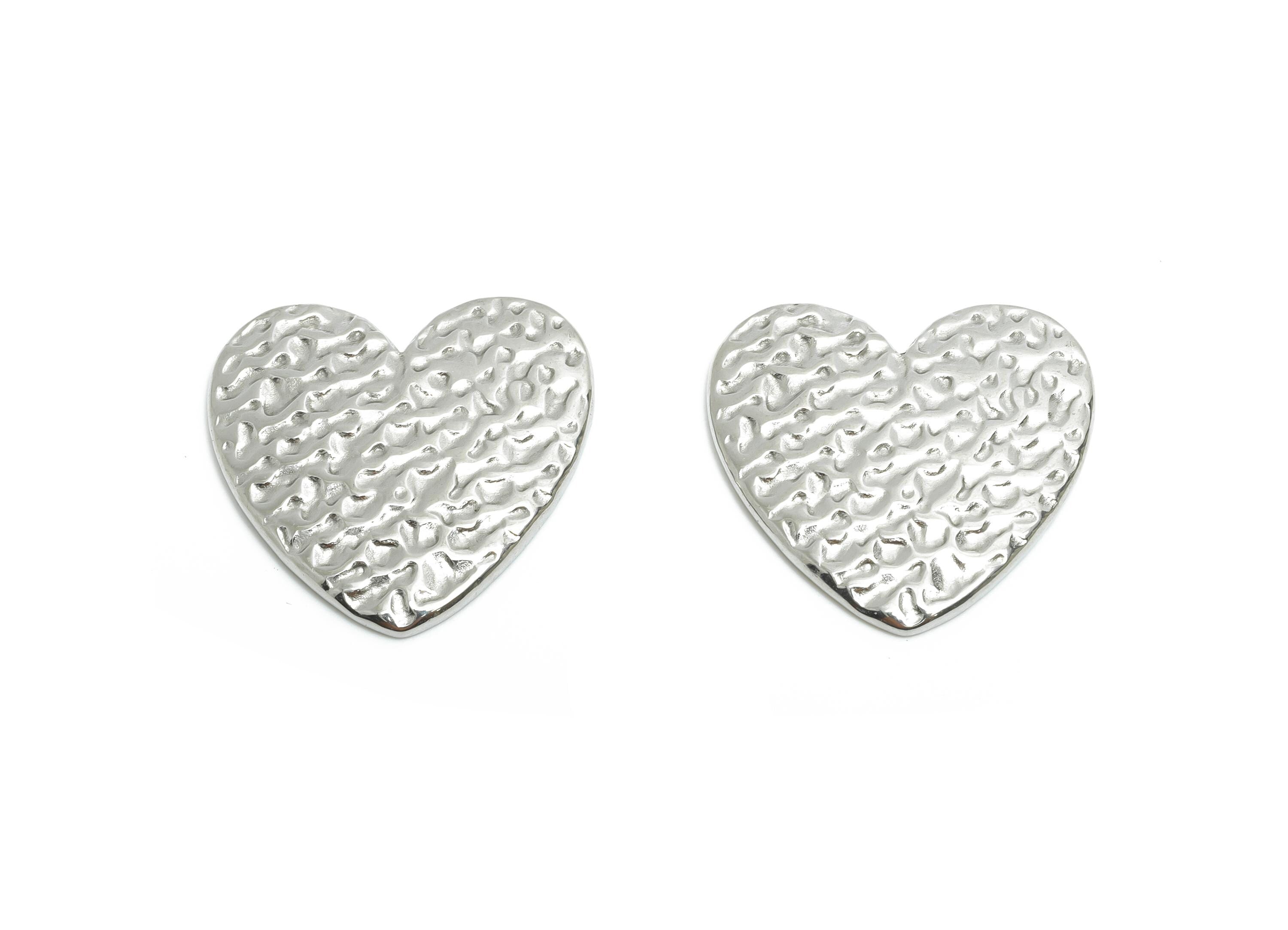 Stainless Steel Heart Charms - Textured Heart Charm - Modern Heart Jewelry Piece - Abstract Heart Shape Jewelry - 21x22x2.46mm - SS2064 - DOMEDBAZAAR