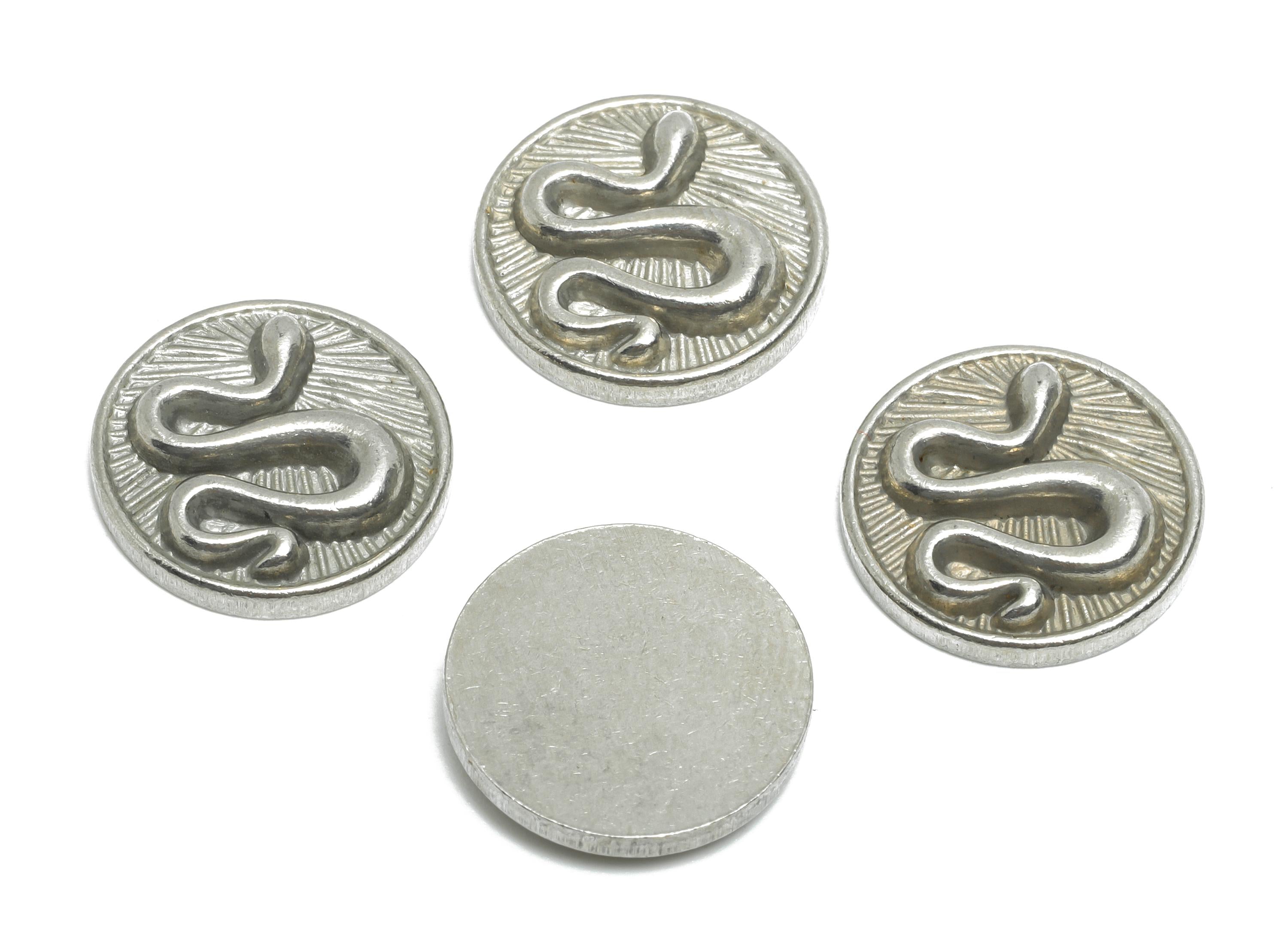 Stainless Steel Snake Charms - Snake Motif Charm - Round Snake Charm - Vintage Looking Charm - Stainless Steel Jewelry - 15x15x3mm - SS2066 - DOMEDBAZAAR