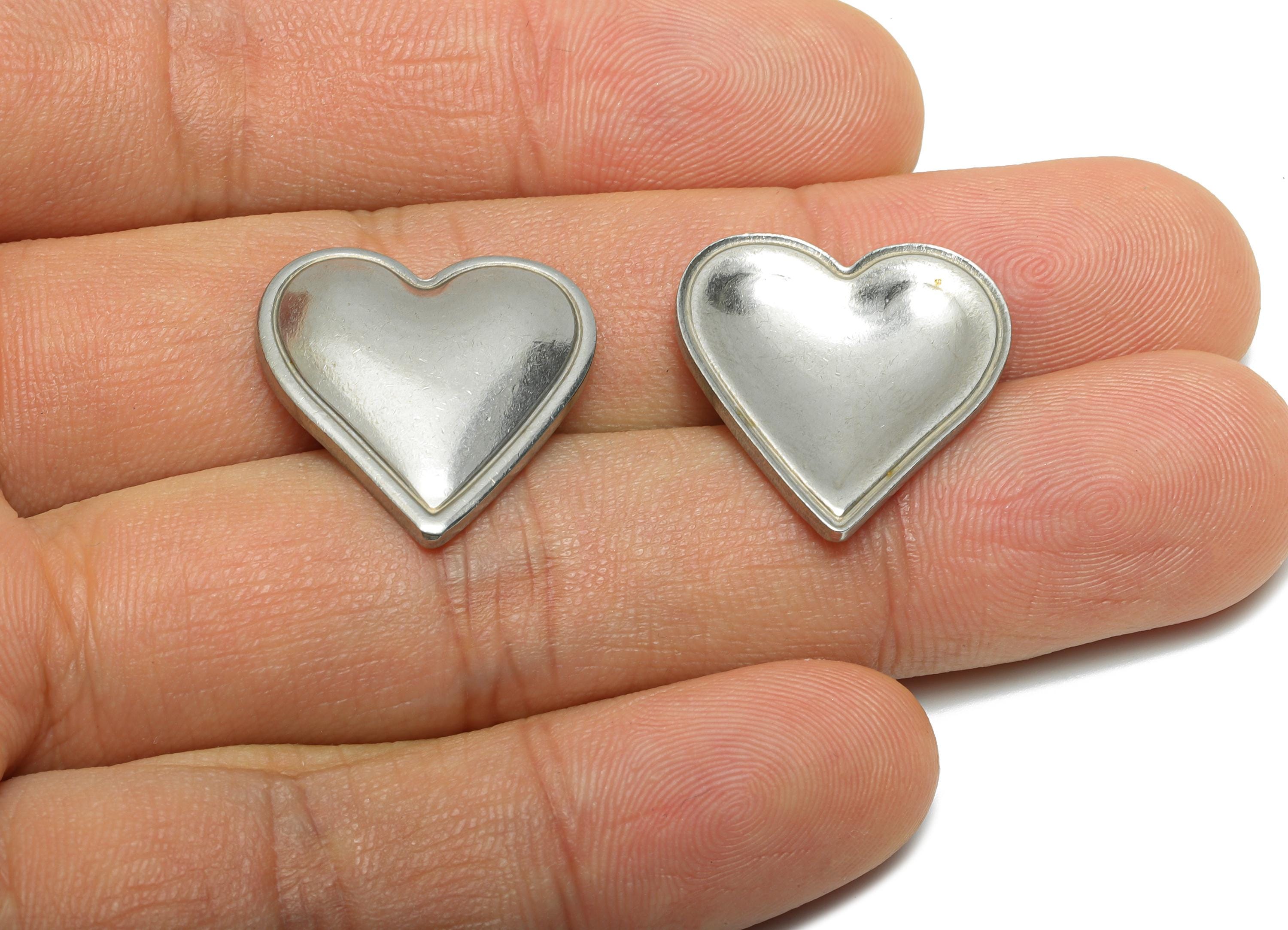 Stainless Steel Heart Charms - Sleek Heart Charm - Modern Heart Jewelry Piece - Vintage Heart Shape Jewelry - 21x20x3mm - SS2069 - DOMEDBAZAAR