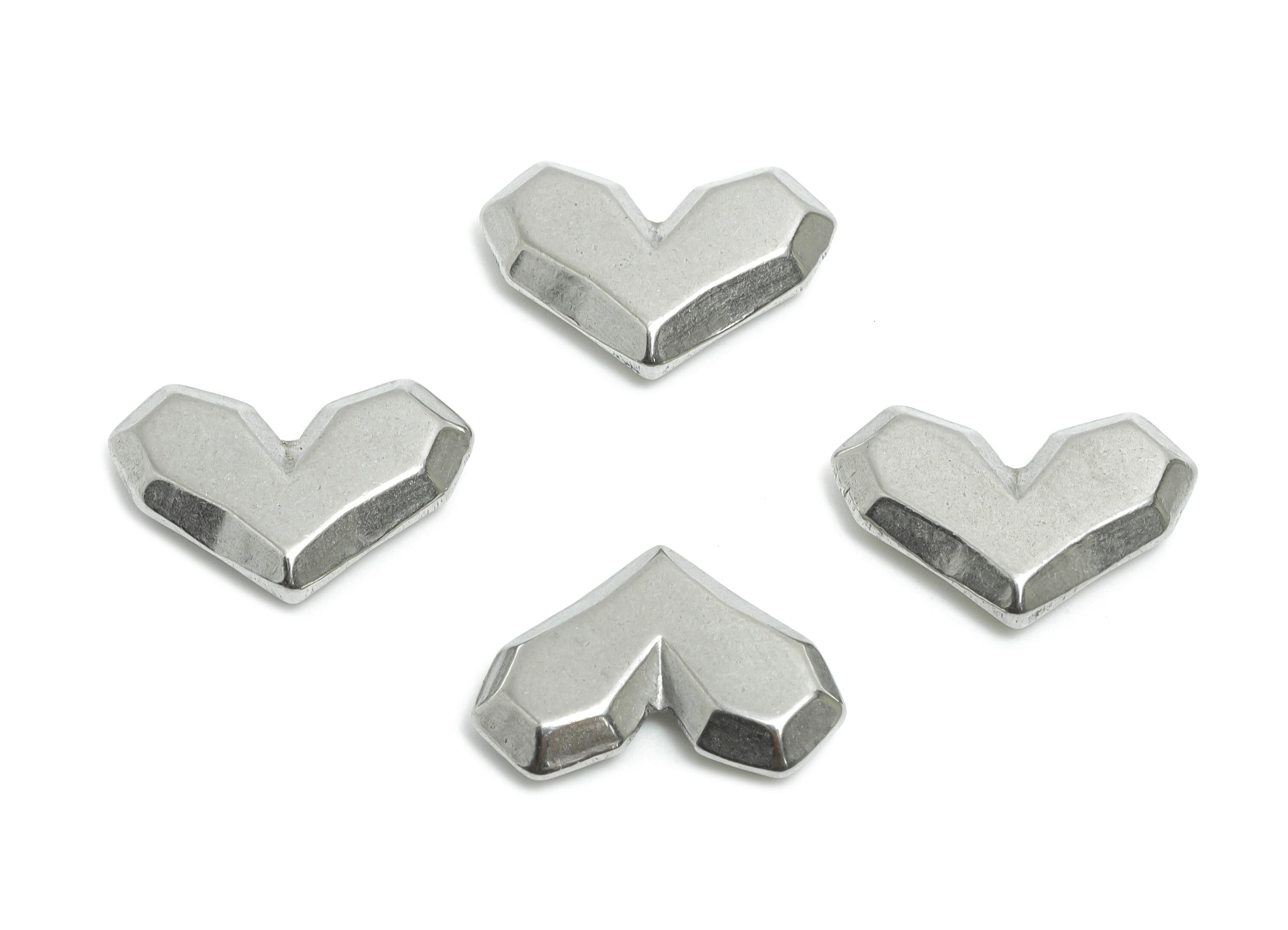 Stainless Steel Heart Charms - Faceted Heart Charm - Minimalist Heart Charm - Romantic Stainless Steel Jewelry - 18.52x13x3.89mm - SS2070 - DOMEDBAZAAR