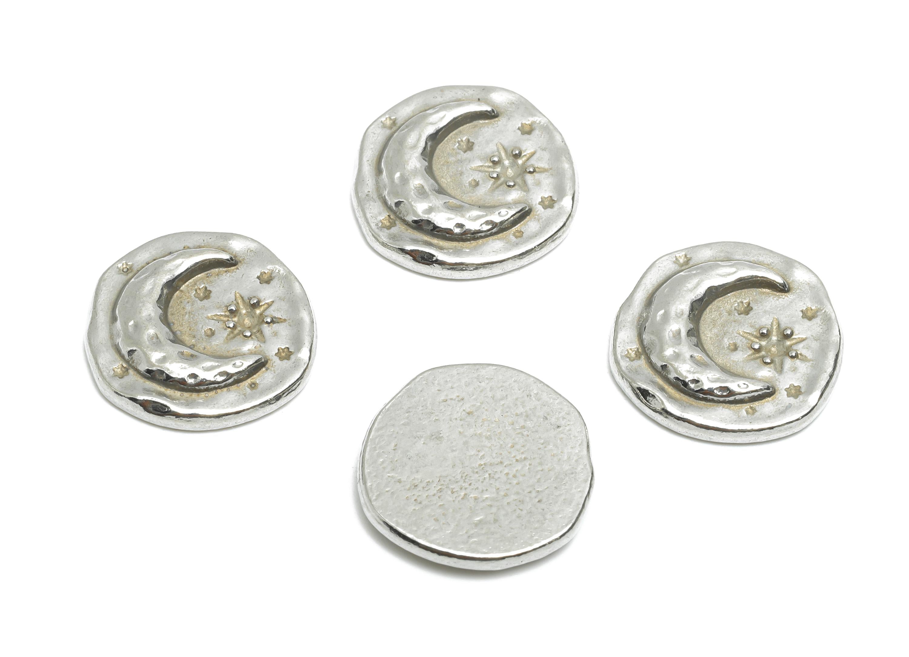 Stainless Steel Crescent Charms - Moon Star Charm - Minimalist Celestial Charm - Textured Modern  Steel Jewelry - 15x15x2.8mm - SS2071 - DOMEDBAZAAR