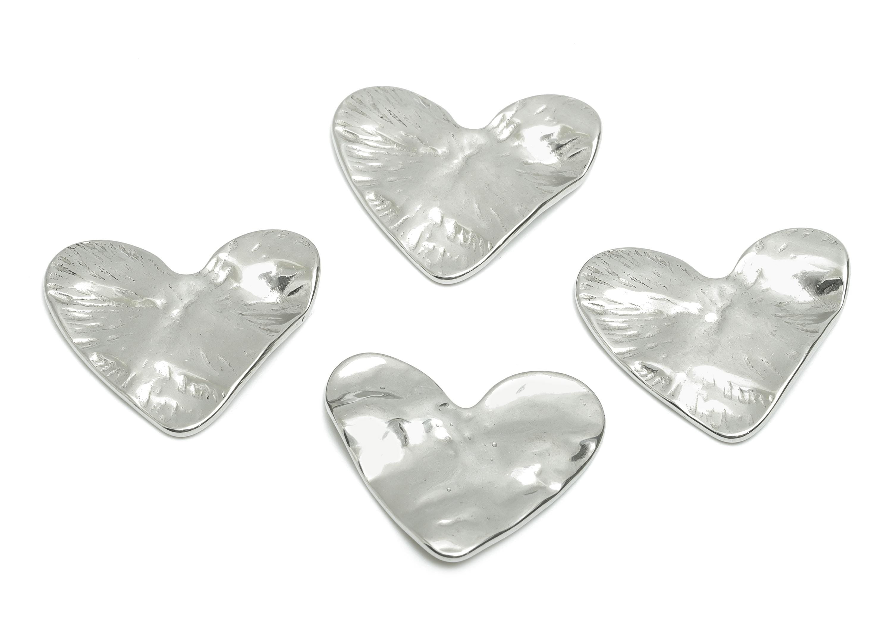 Stainless Steel Heart Charms - Textured Modern Heart Charms - Abstract Heart Jewelry - Minimalist Jewelry Design - 20x23.76x1.78mm - SS2086 - DOMEDBAZAAR