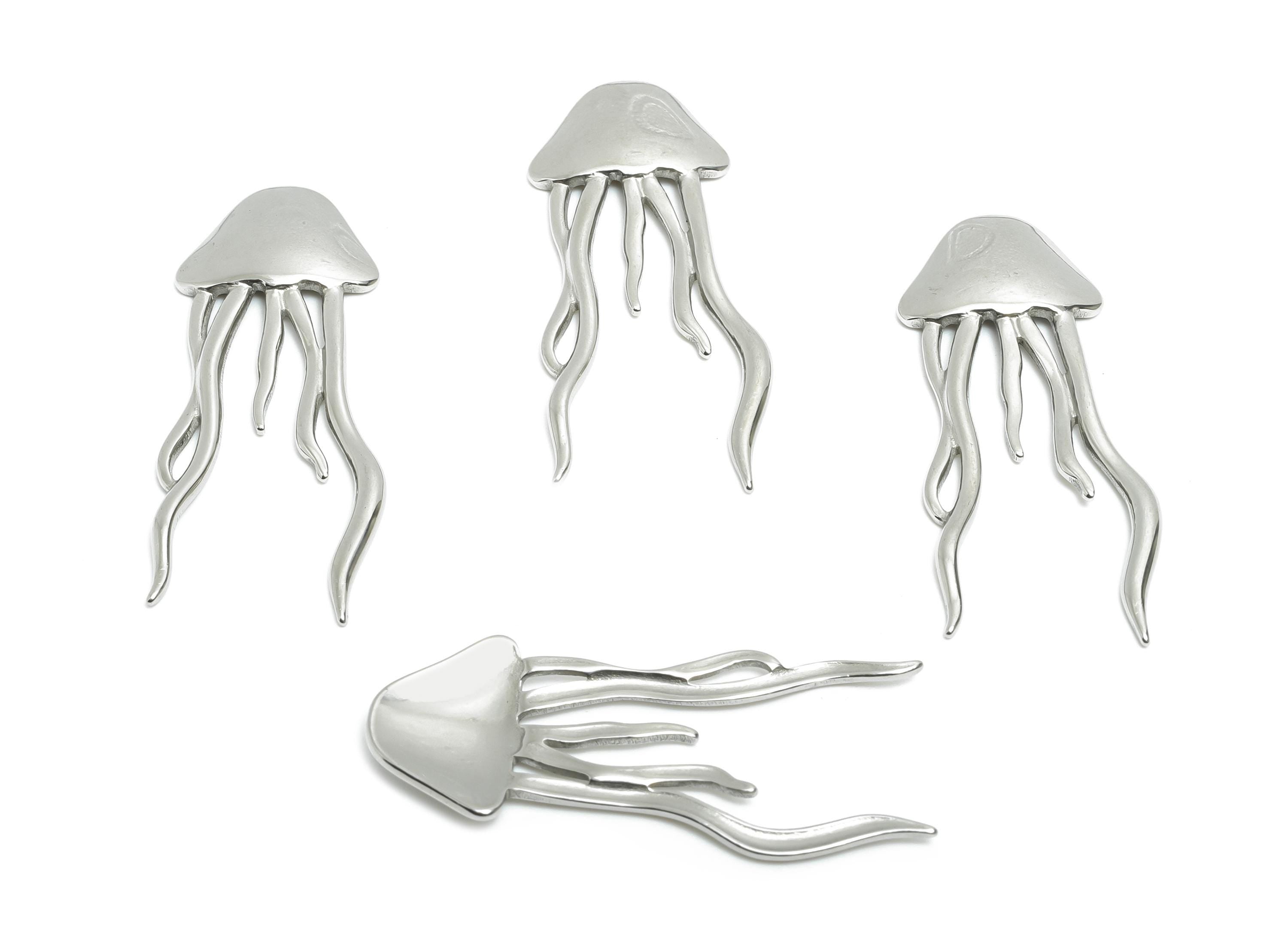 Stainless Steel Jellyfish Charms - Steel Sleek Marine Charm - Minimalist Sea Life Jewelry Piece - Stainless Steel Jewelry - 37x14x2mm-SS2074 - DOMEDBAZAAR