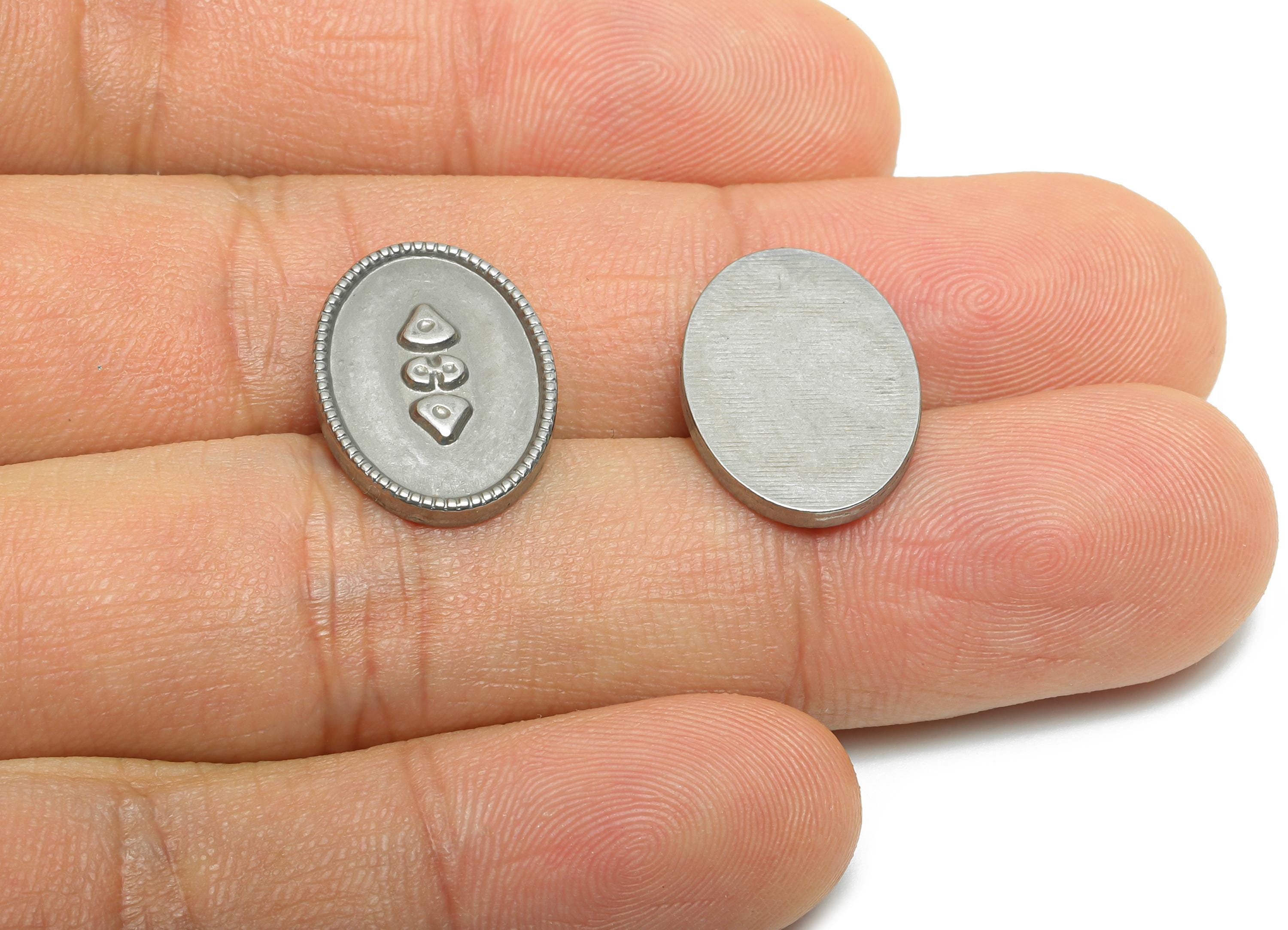 Stainless Steel Oval Charms - Steel Textured Vintage Looking Charm - Blank Embossed Charm - Stainless Steel Jewelry - 17x13x2.03mm - SS2075 - DOMEDBAZAAR