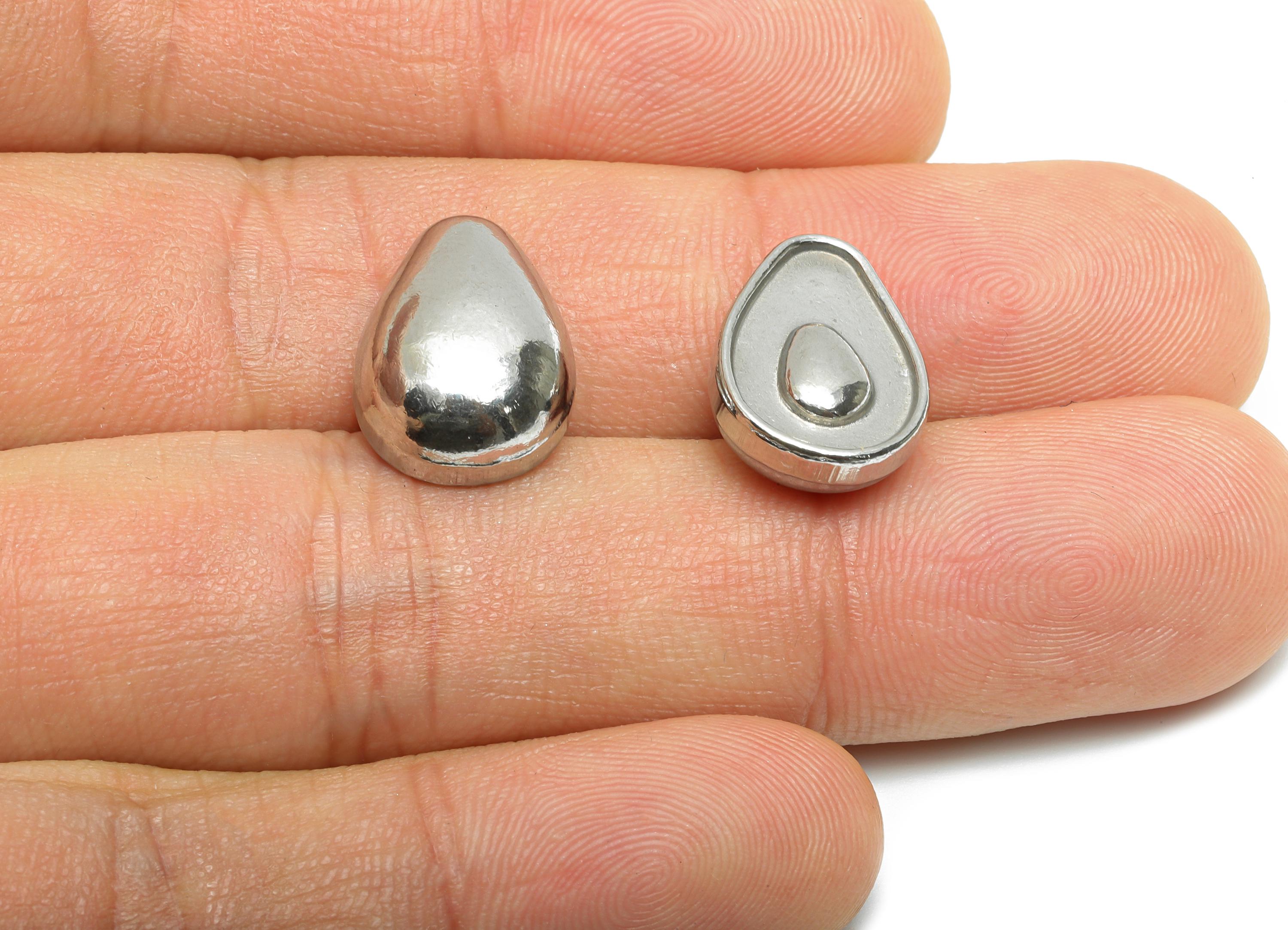 Stainless Steel Avocado Charms - Steel Sleek Fruit Charm - Minimalist Avocado Jewelry Accessory - Steel Finding - 15.83x11.5x6.73mm - SS2091 - DOMEDBAZAAR