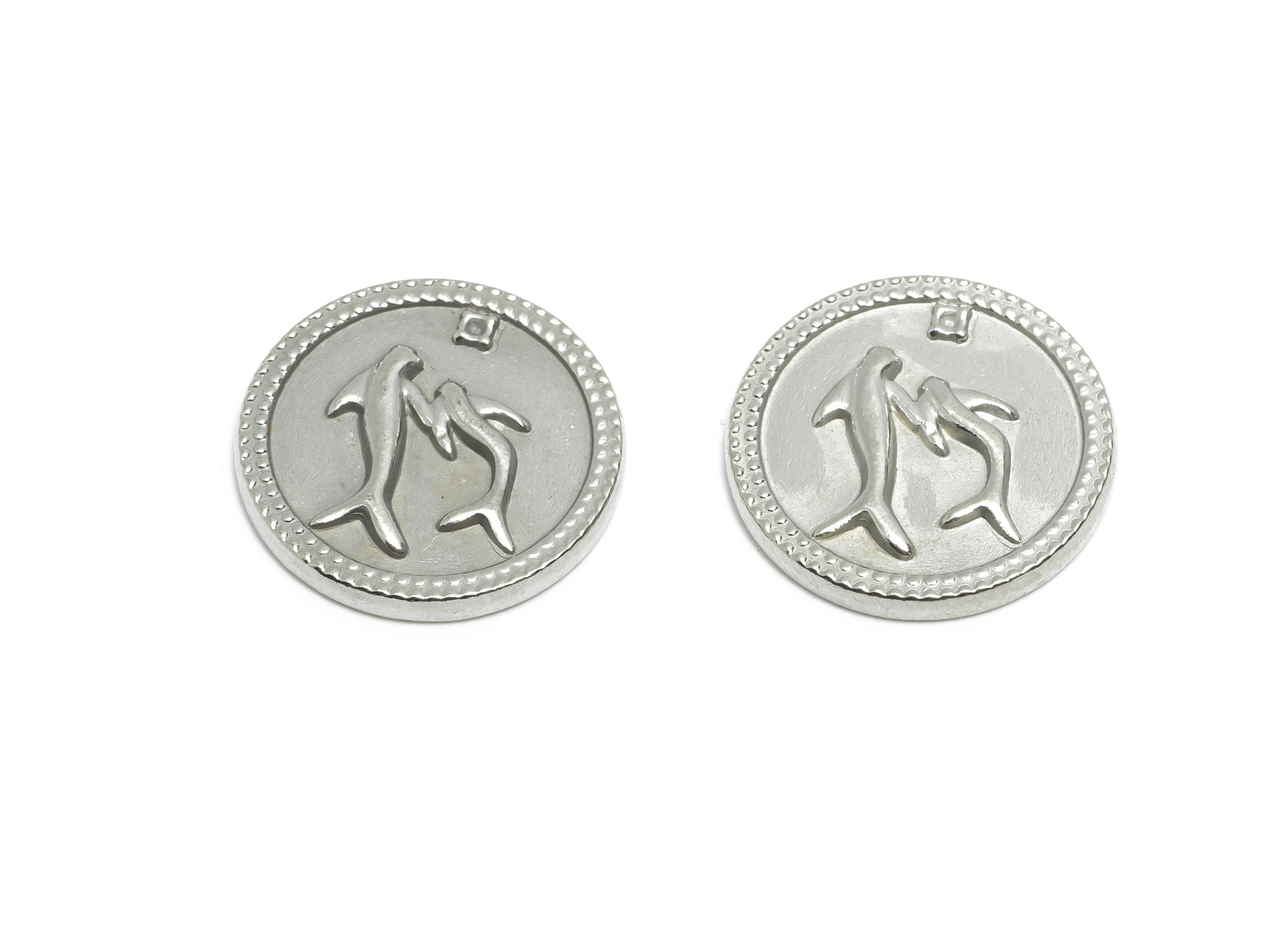 Stainless Steel Dolphin Charm - Round Steel Marine Life Coin Charm - Elegant Dolphin Charm - Stainless Steel Jewelry - 18x18x2mm - SS2078 - DOMEDBAZAAR