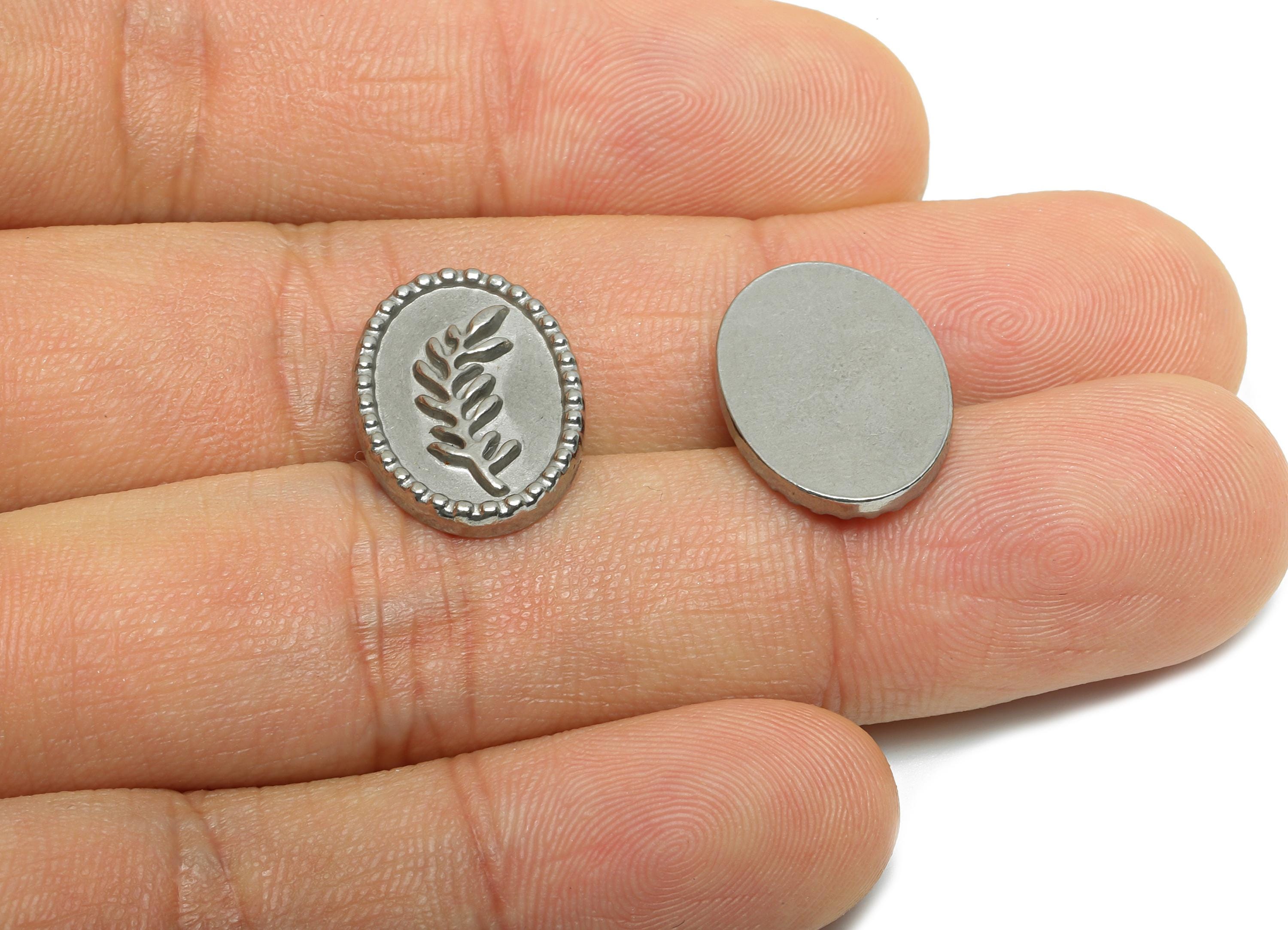 Stainless Steel Leaf Charms - Oval Silver Steel Botanical Charm - Textured Leaf Embossed Jewelry - Steel Jewelry DIY - 18x12.87x2mm - SS2096 - DOMEDBAZAAR