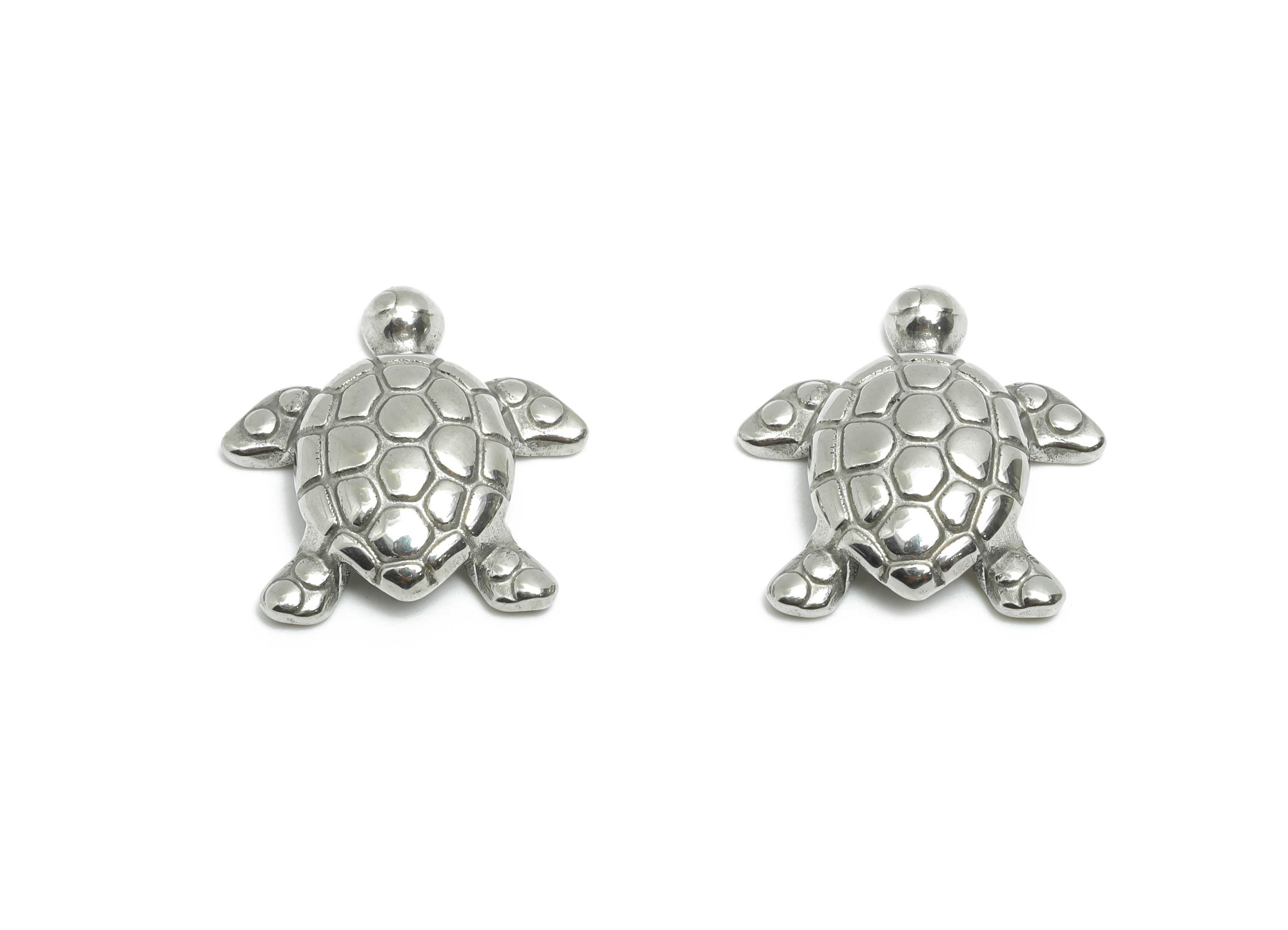 Stainless Steel Turtle Charms - Steel Textured Marine Charm - Minimalist Sea Life Jewelry Piece - Stainless Steel Jewelry - 19x18x4mm-SS2058 - DOMEDBAZAAR