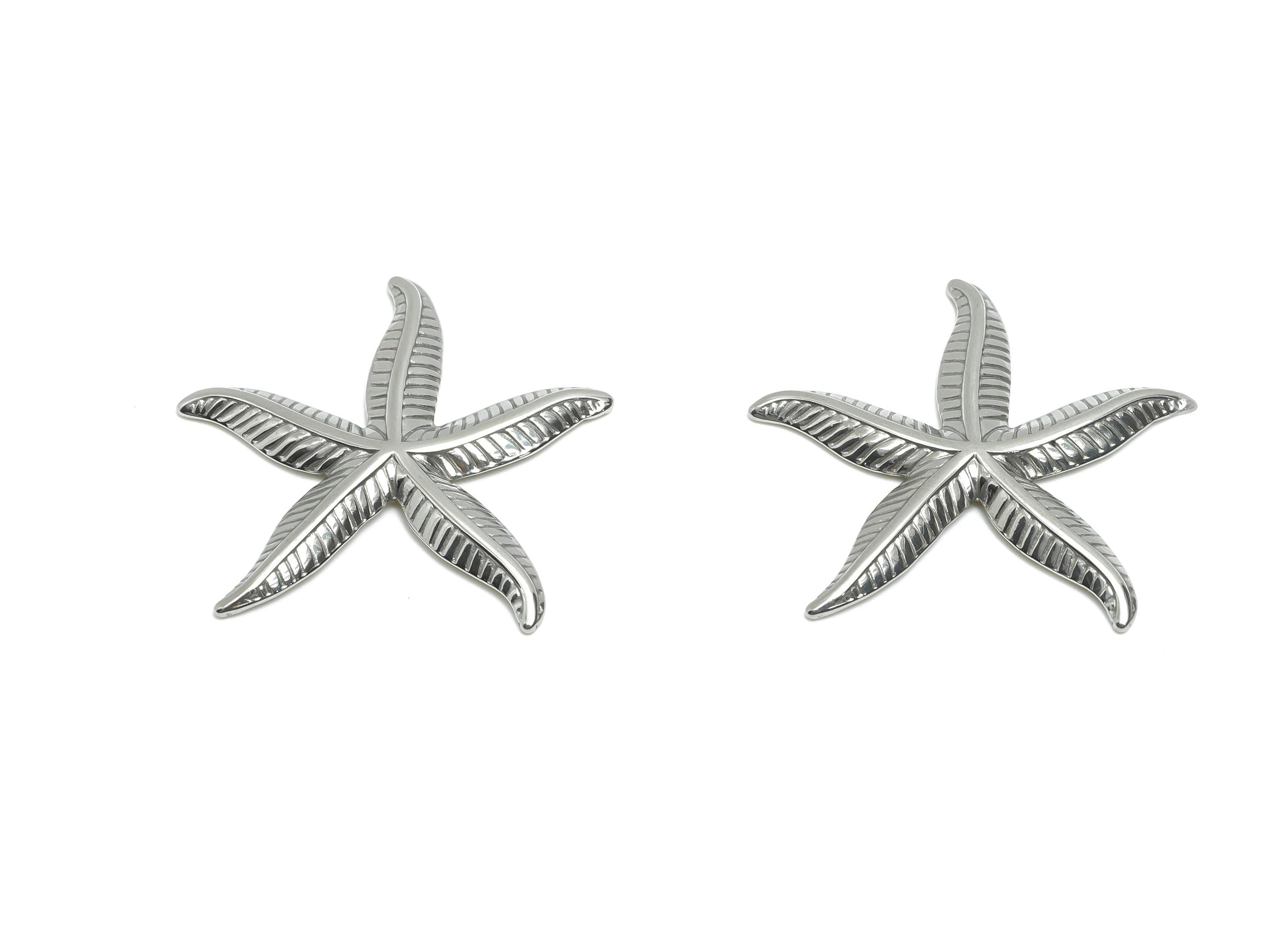 Stainless Steel Starfish Charm - Steel Textured Marine Charm - Modern Starfish Jewelry Piece - Stainless Steel Jewelry - 30x29x2mm - SS2059 - DOMEDBAZAAR
