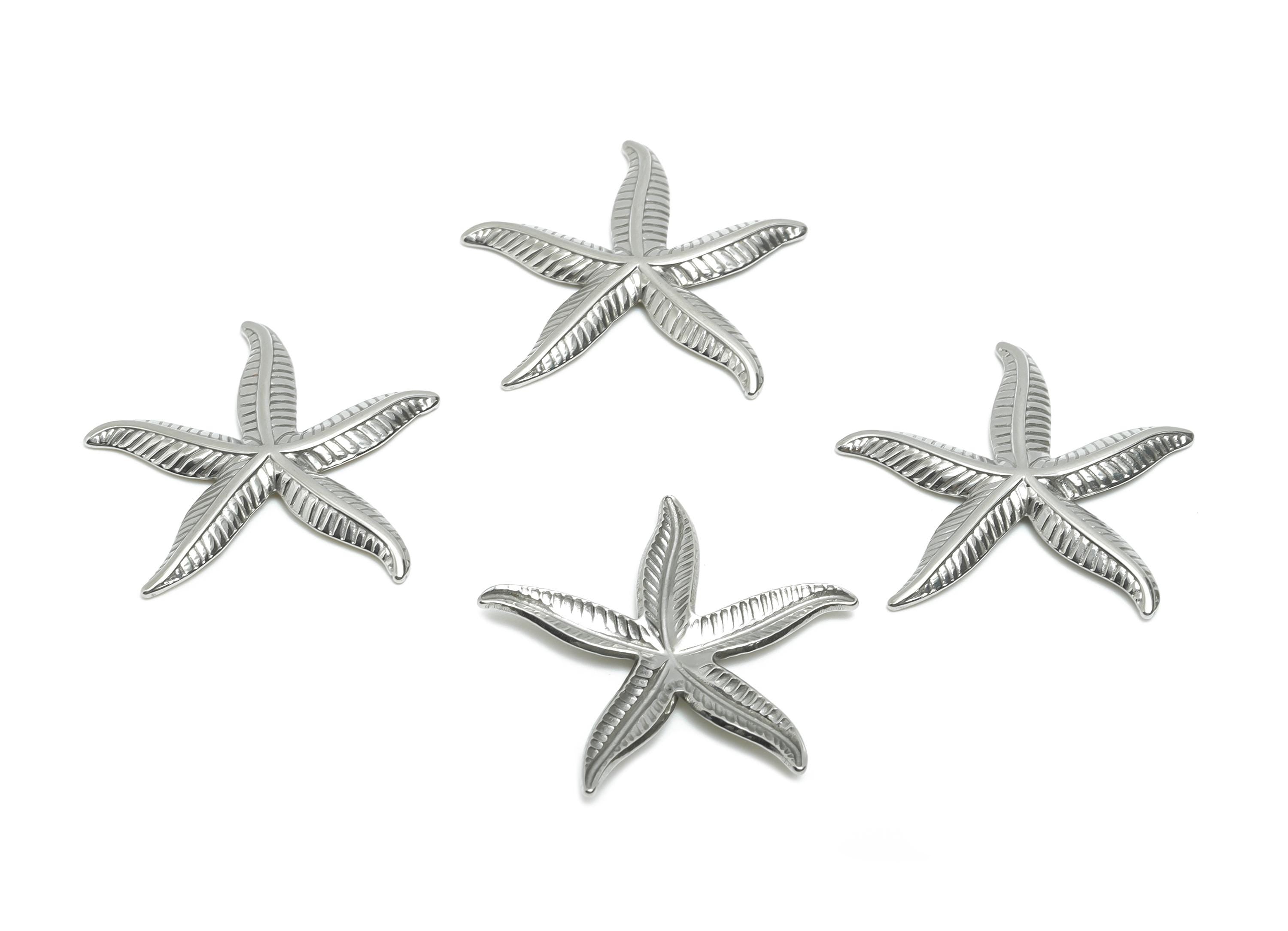 Stainless Steel Starfish Charm - Steel Textured Marine Charm - Modern Starfish Jewelry Piece - Stainless Steel Jewelry - 30x29x2mm - SS2059 - DOMEDBAZAAR