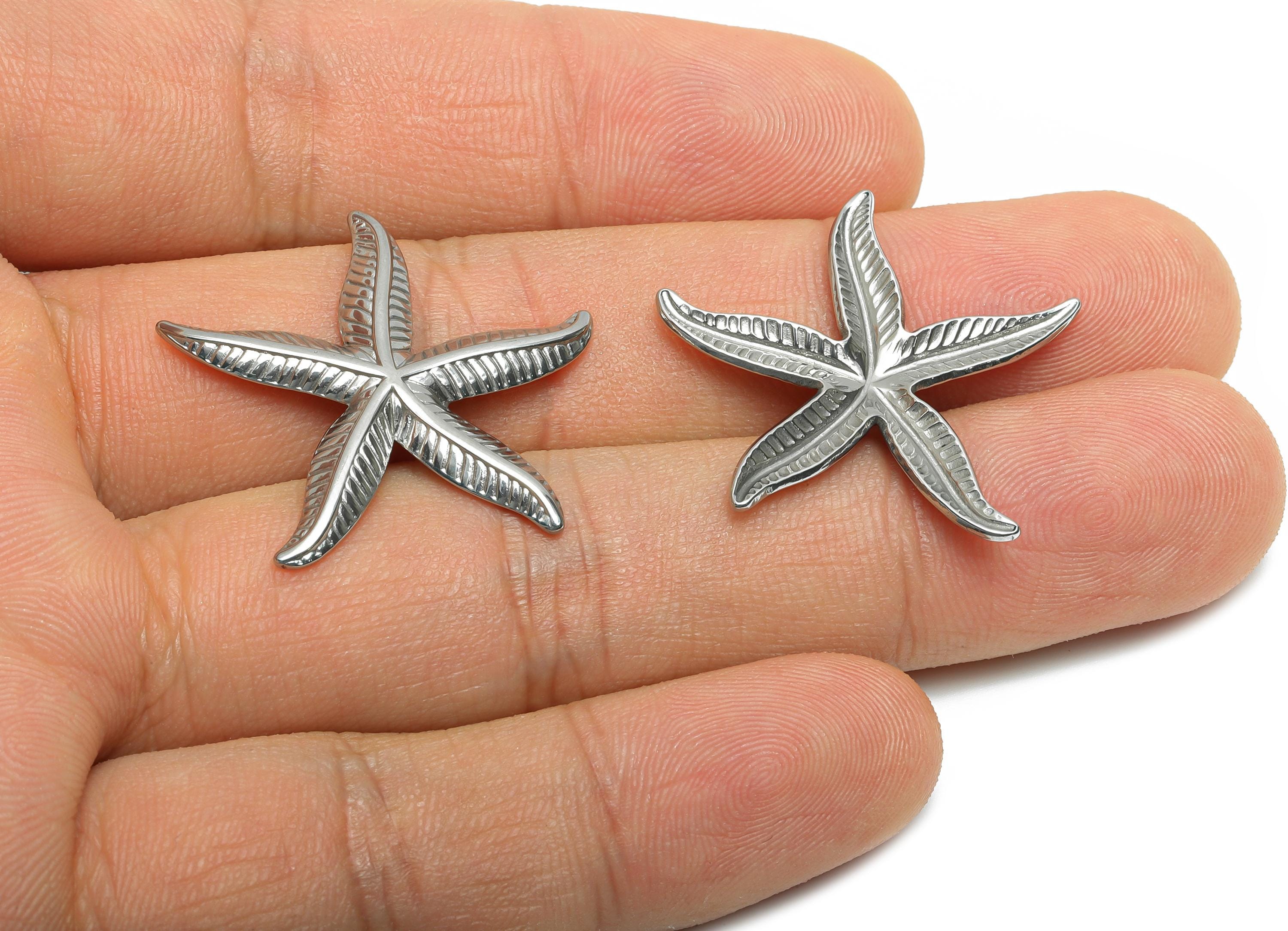 Stainless Steel Starfish Charm - Steel Textured Marine Charm - Modern Starfish Jewelry Piece - Stainless Steel Jewelry - 30x29x2mm - SS2059 - DOMEDBAZAAR