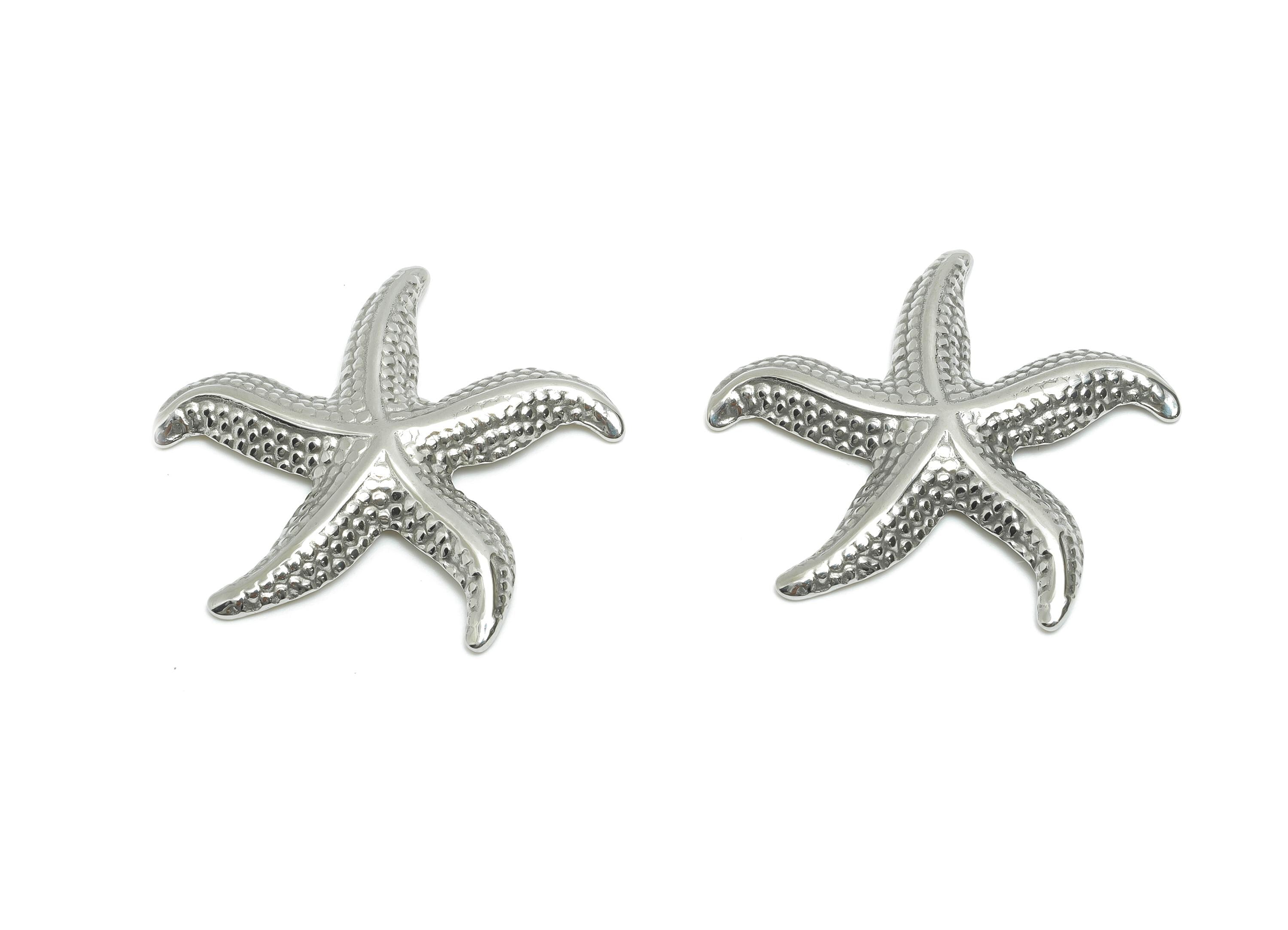 Stainless Steel Starfish Charms - Silver Textured Marine Charms - Minimalist Starfish Jewelry - Steel Accessory - 33.35x33.5x2.57mm - SS2097 - DOMEDBAZAAR