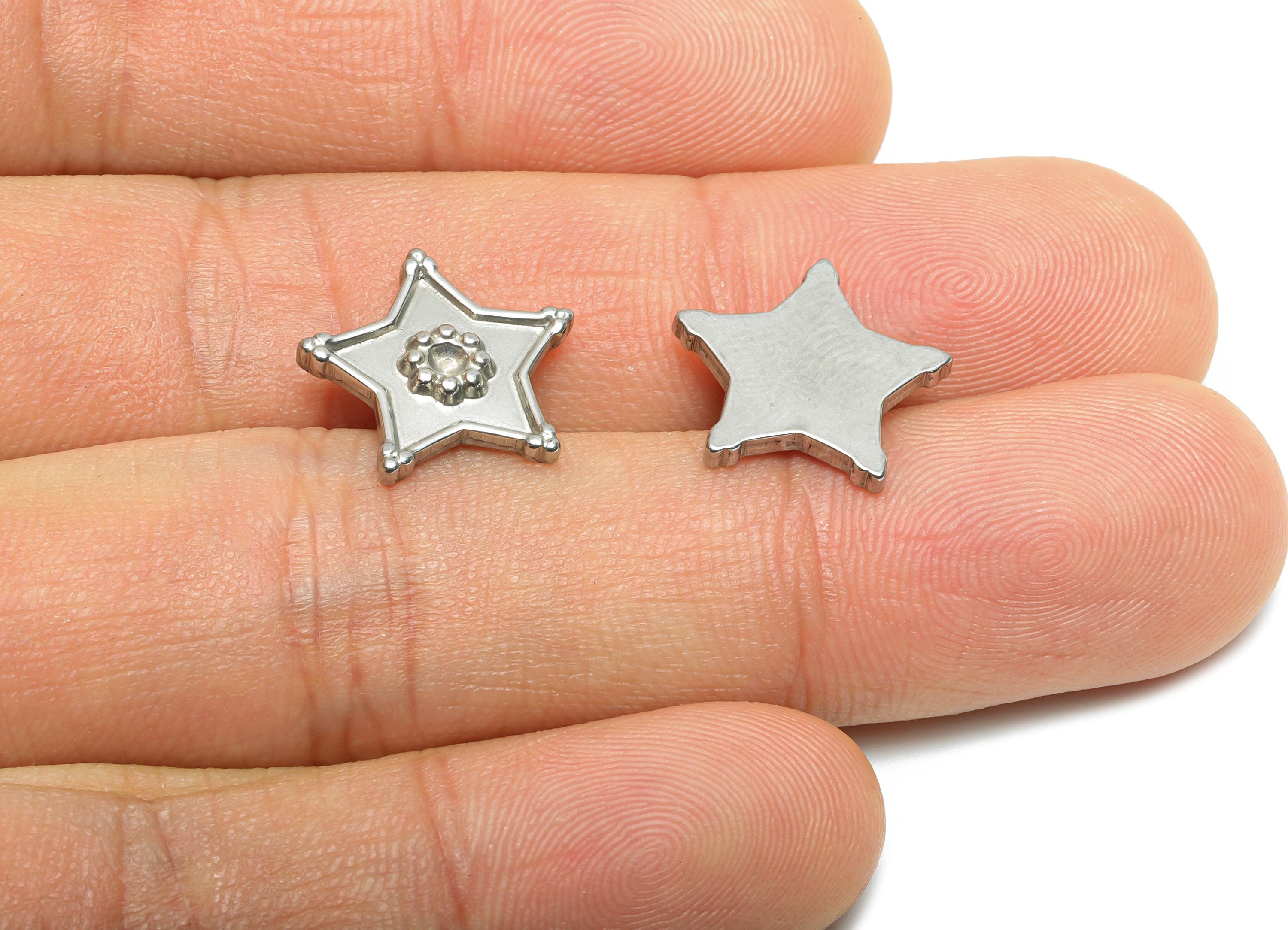 Stainless Steel Star Charms - Radiant Celestial Star Charms - Silver Steel Jewelry Component - Steel Findings - 15.05x15.09x2.35mm - SS2094 - DOMEDBAZAAR