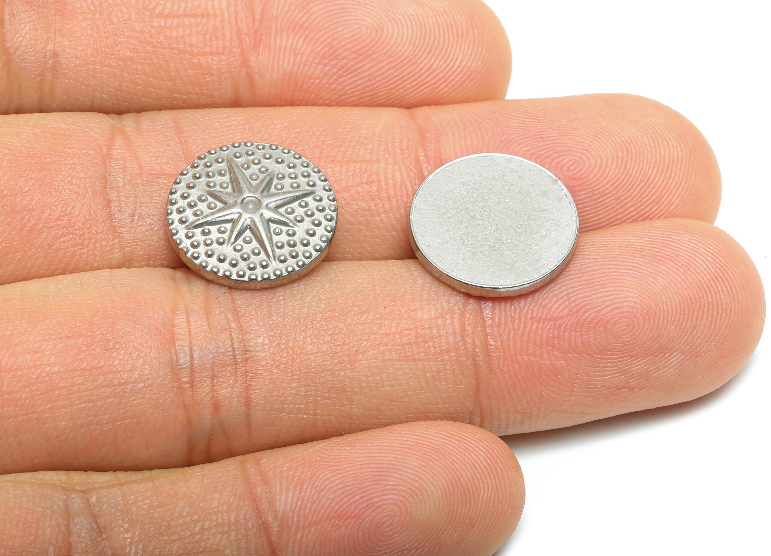 Stainless Steel Round Charms - Textured Celestial North Star Disc Charm - Cosmic Jewelry Making - Steel Findings - 15.12x15x2.5mm - SS2087 - DOMEDBAZAAR