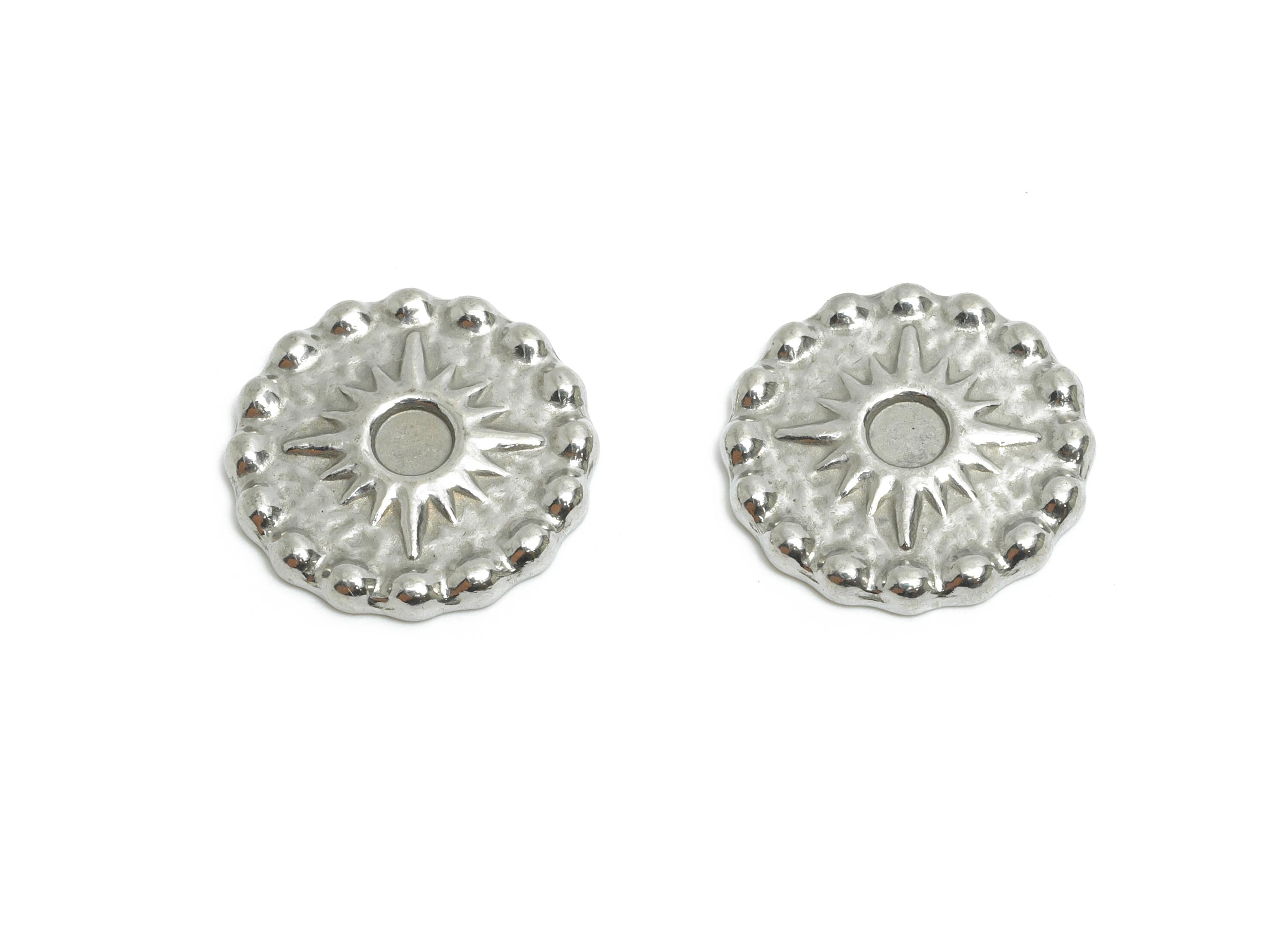 Steel Sunburst Charm - Vintage Textured Round Charm - Antique Looking Steel Celestial - Stainless Steel Jewelry - 14x014x1.82mm - SS2007 - DOMEDBAZAAR