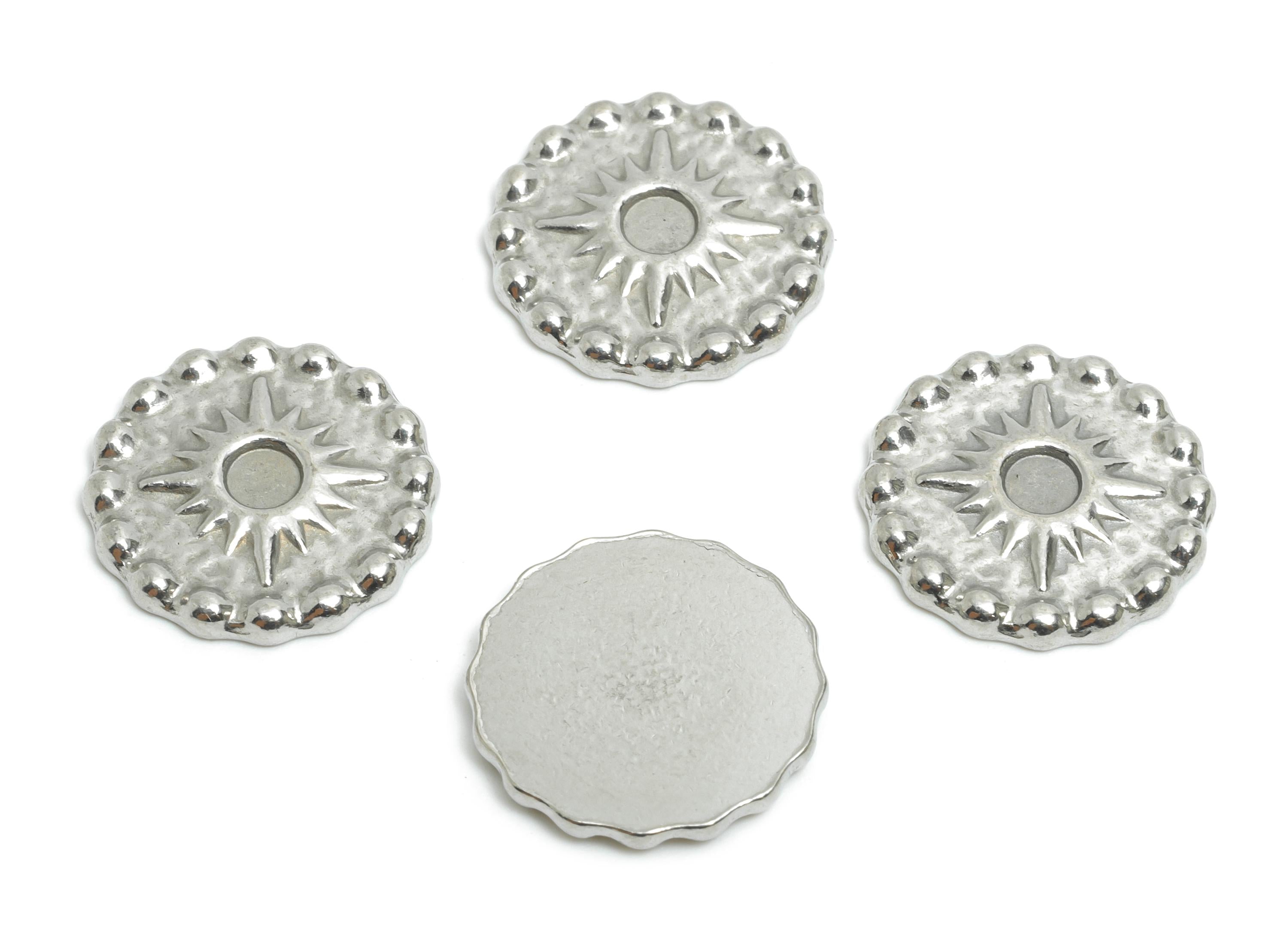 Steel Sunburst Charm - Vintage Textured Round Charm - Antique Looking Steel Celestial - Stainless Steel Jewelry - 14x014x1.82mm - SS2007 - DOMEDBAZAAR