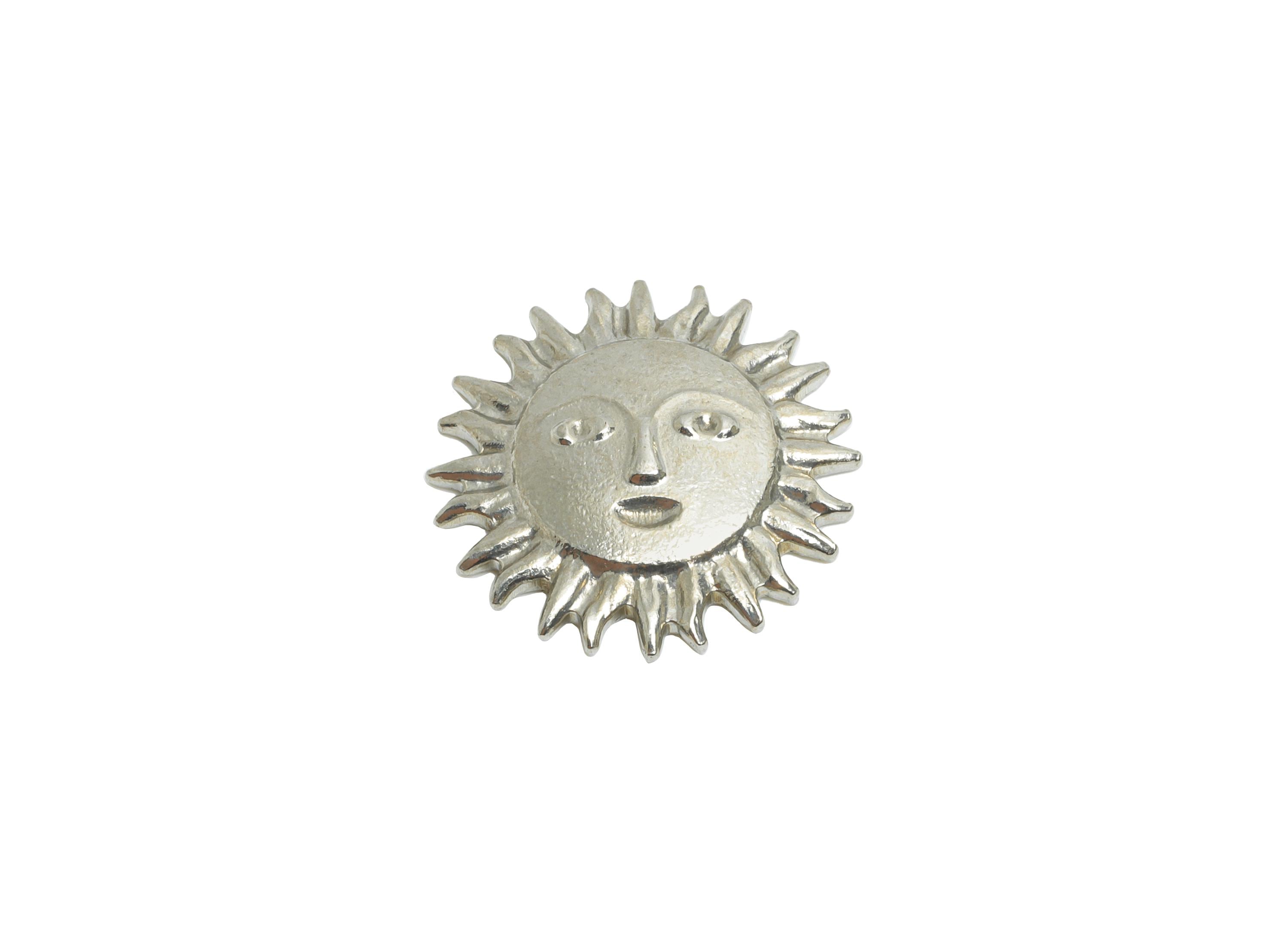 Stainless Steel Sun Face Charm - Steel Metallic Sun Ornament - Minimalist Sun Sculpture Charm - Boho Sun Charm - 15x15.34x2.73mm - SS2034 - DOMEDBAZAAR