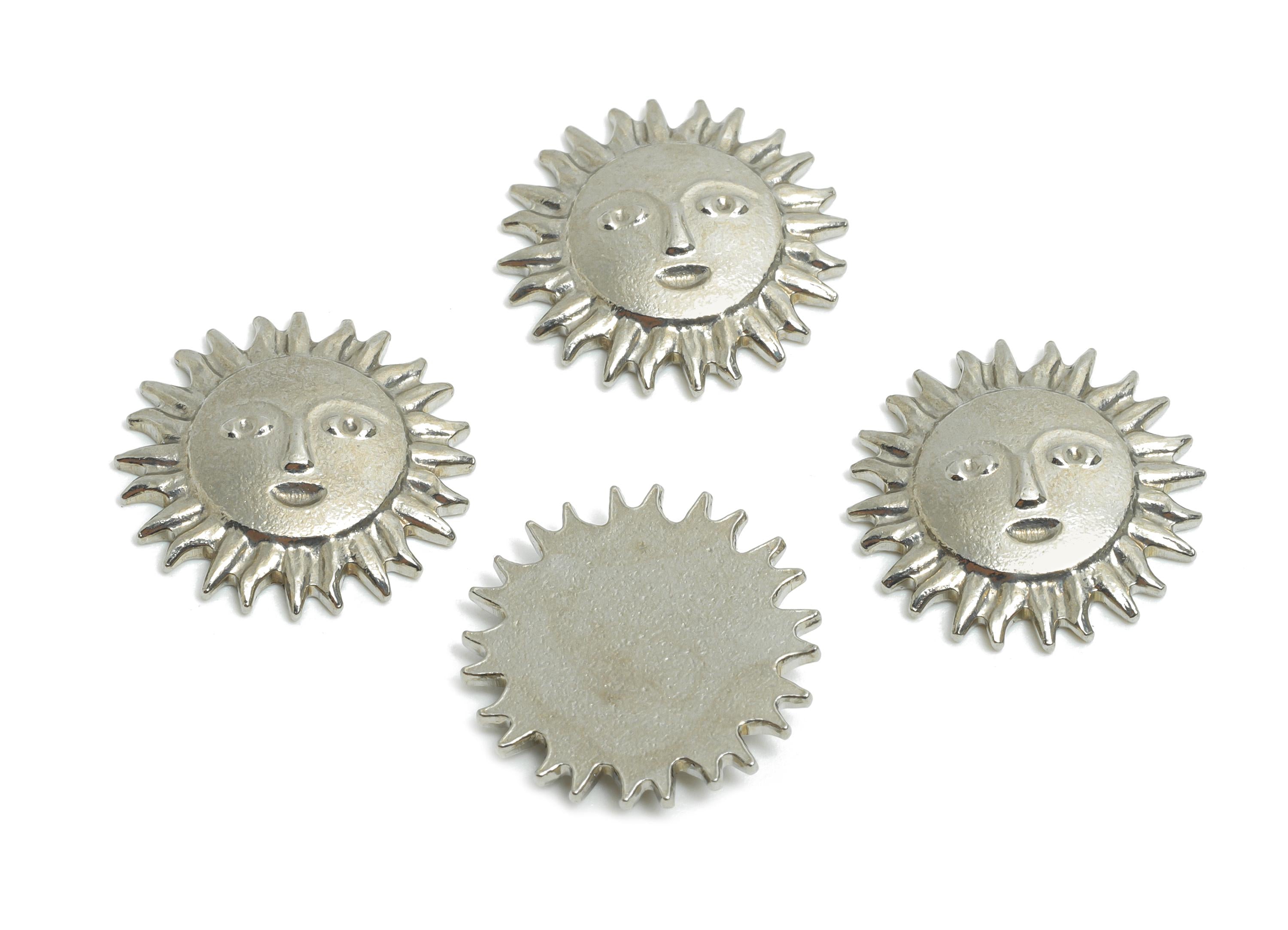 Stainless Steel Sun Face Charm - Steel Metallic Sun Ornament - Minimalist Sun Sculpture Charm - Boho Sun Charm - 15x15.34x2.73mm - SS2034 - DOMEDBAZAAR