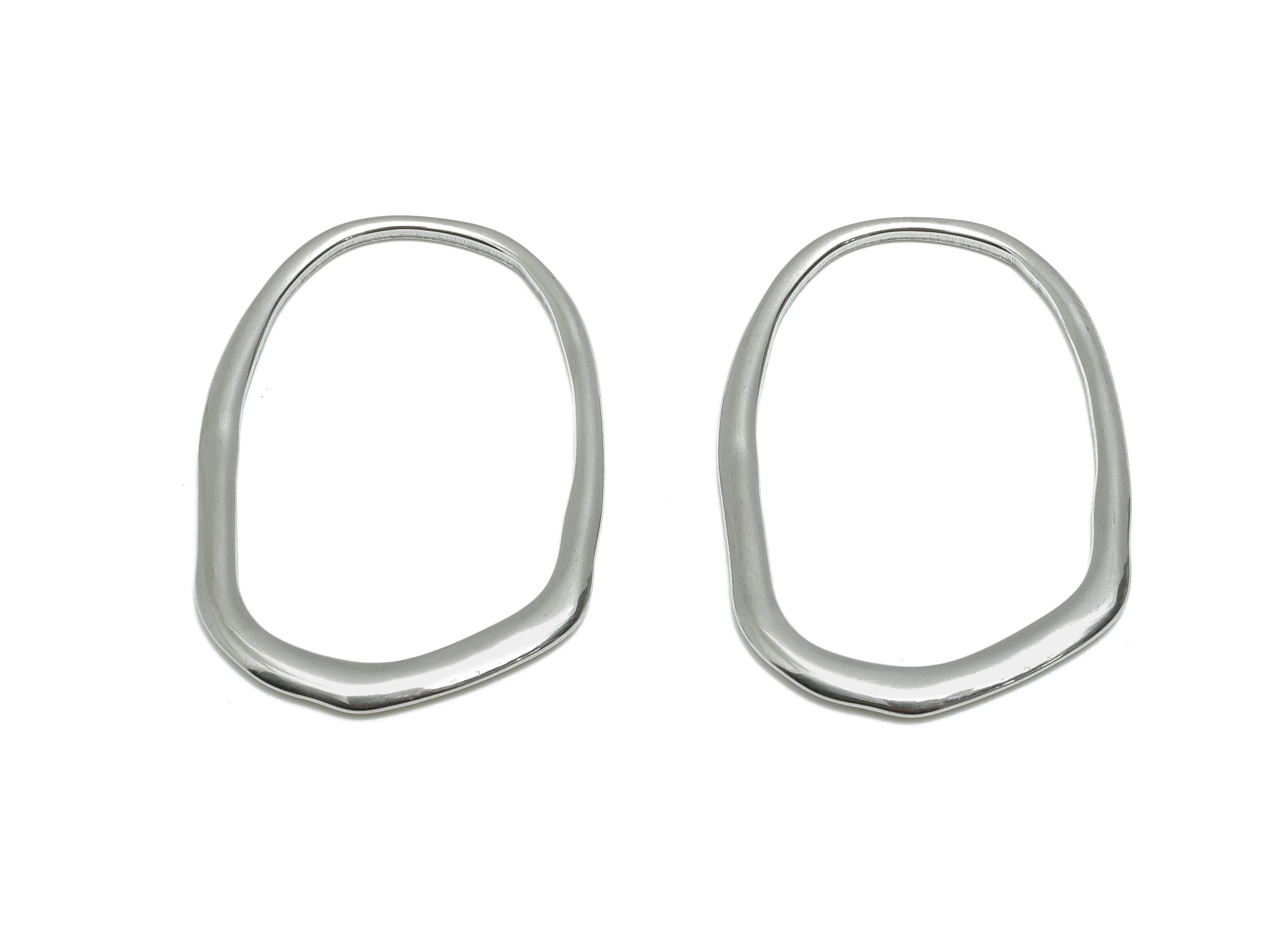 Stainless Steel Geometry Charm - Steel Irregular Oval Charm - Abstract Oval Charm - Modern Geometry Steel Jewelry - 39x27x1.9mm - SS1998 - DOMEDBAZAAR