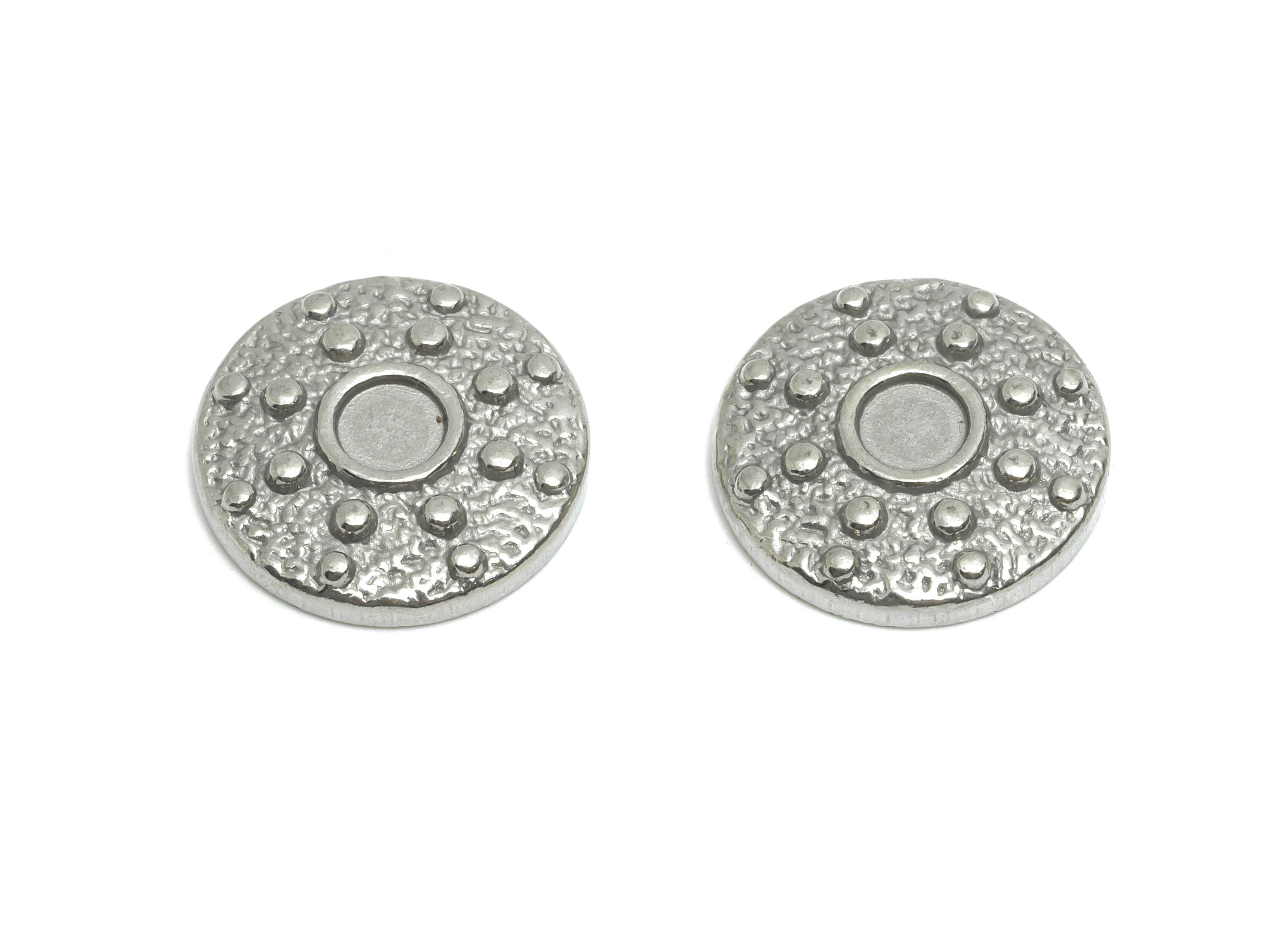 Stainless Steel Coin Charm - Steel Craft Textured Dot Charms  -Hammered Metal Disc Charm - Steel Jewelry - 15x15x3mm - SS2092 - DOMEDBAZAAR