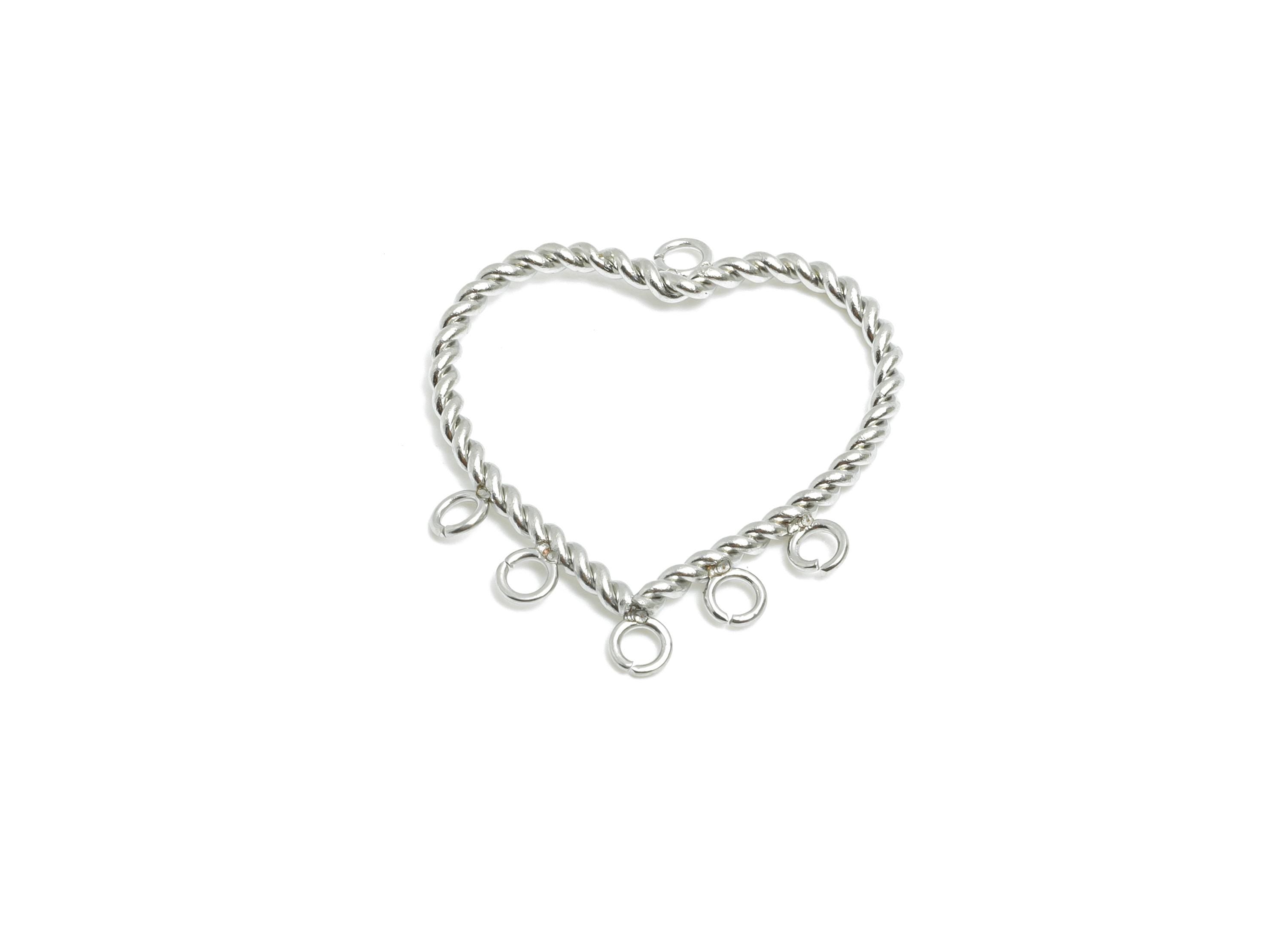 Steel Twisted Heart Pendant - Stainless Steel Heart with Loops Charm - Handcrafted Heart with Loops - Steel Jewelry - 20x18x1mm - SS1992 - DOMEDBAZAAR