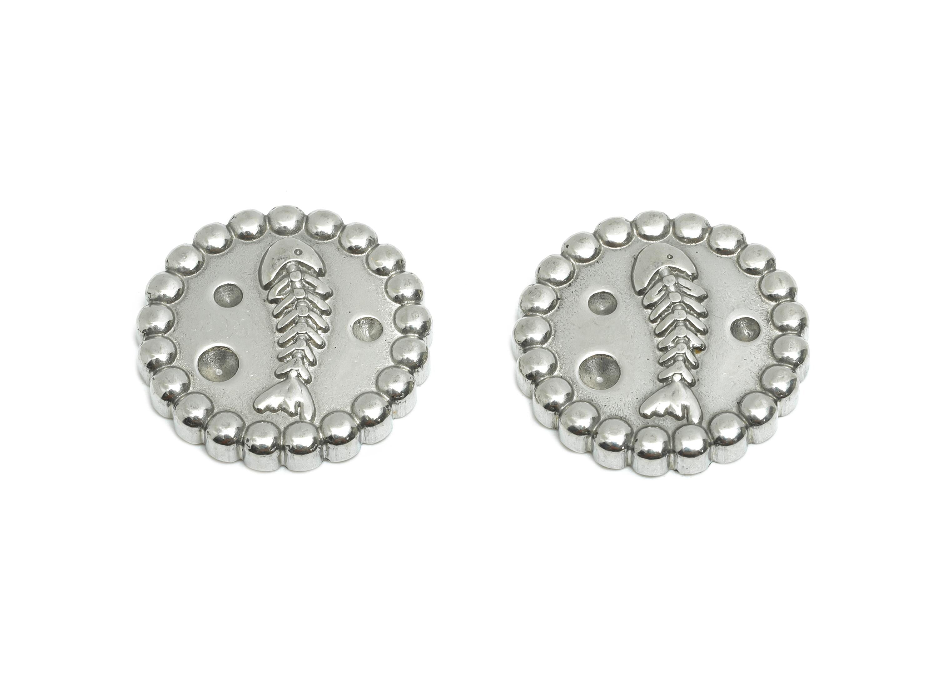 Stainless Steel Fish Skeleton Charm - Steel Marine Life Metal Decor Charms - Marine Craft Charm - Steel Jewelry - 18x18x2.8mm - SS1987 - DOMEDBAZAAR