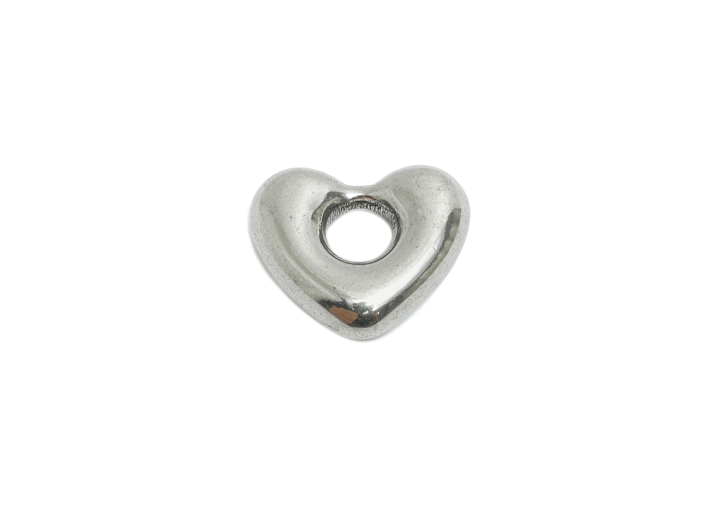 Stainless Steel Heart Charm - Steel Metallic 3D Heart Pendant - Minimalist Heart Charm - Smooth Heart Jewelry Accent - 14.5x12.5x4mm -SS2023 - DOMEDBAZAAR