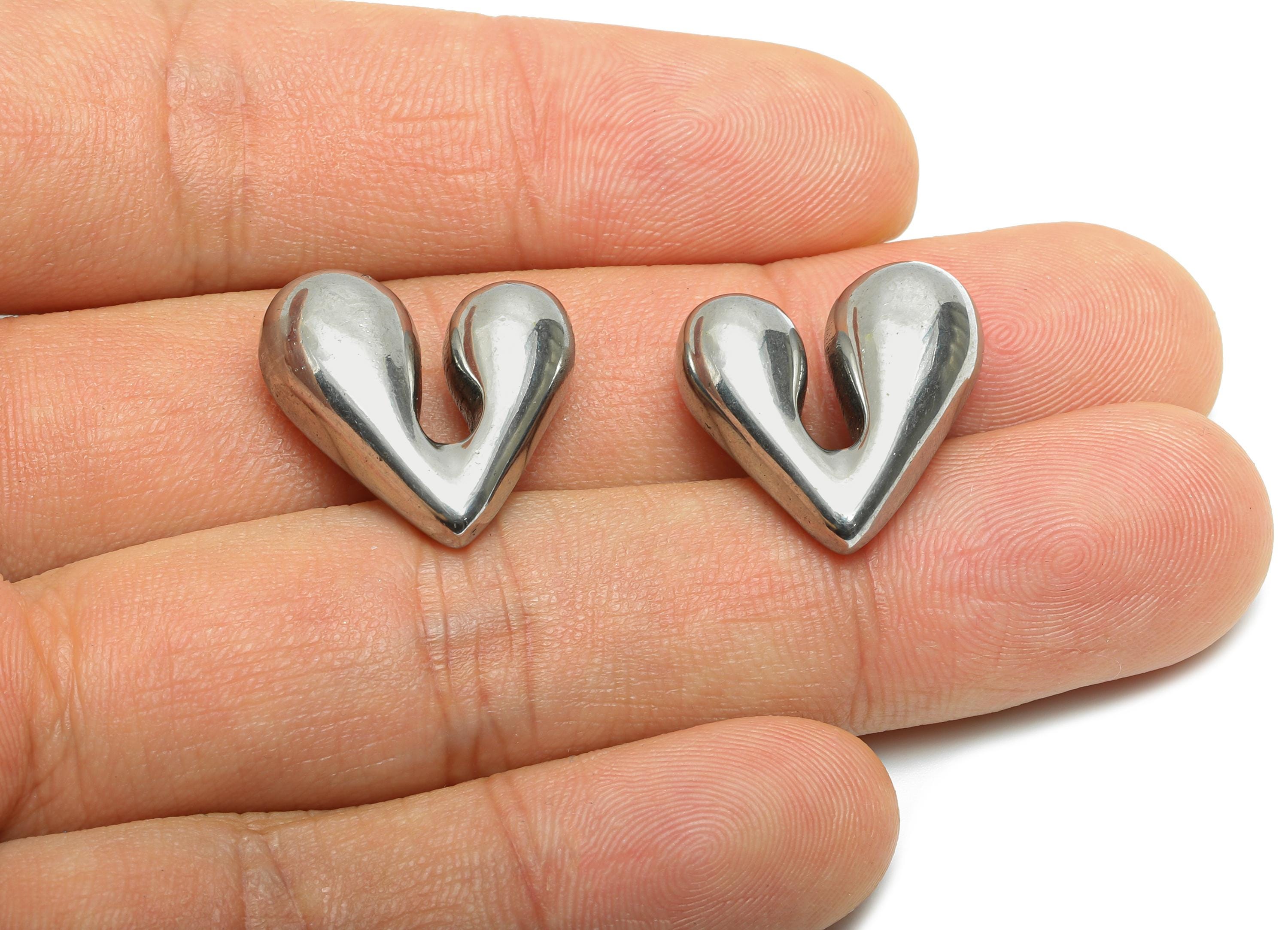 Stainless Steel Heart Charm - Abstract Elegant Heart Charm - Sleek Heart Jewelry Piece - Minimalist Heart Shape Jewelry - 20x19x8mm - SS2093 - DOMEDBAZAAR