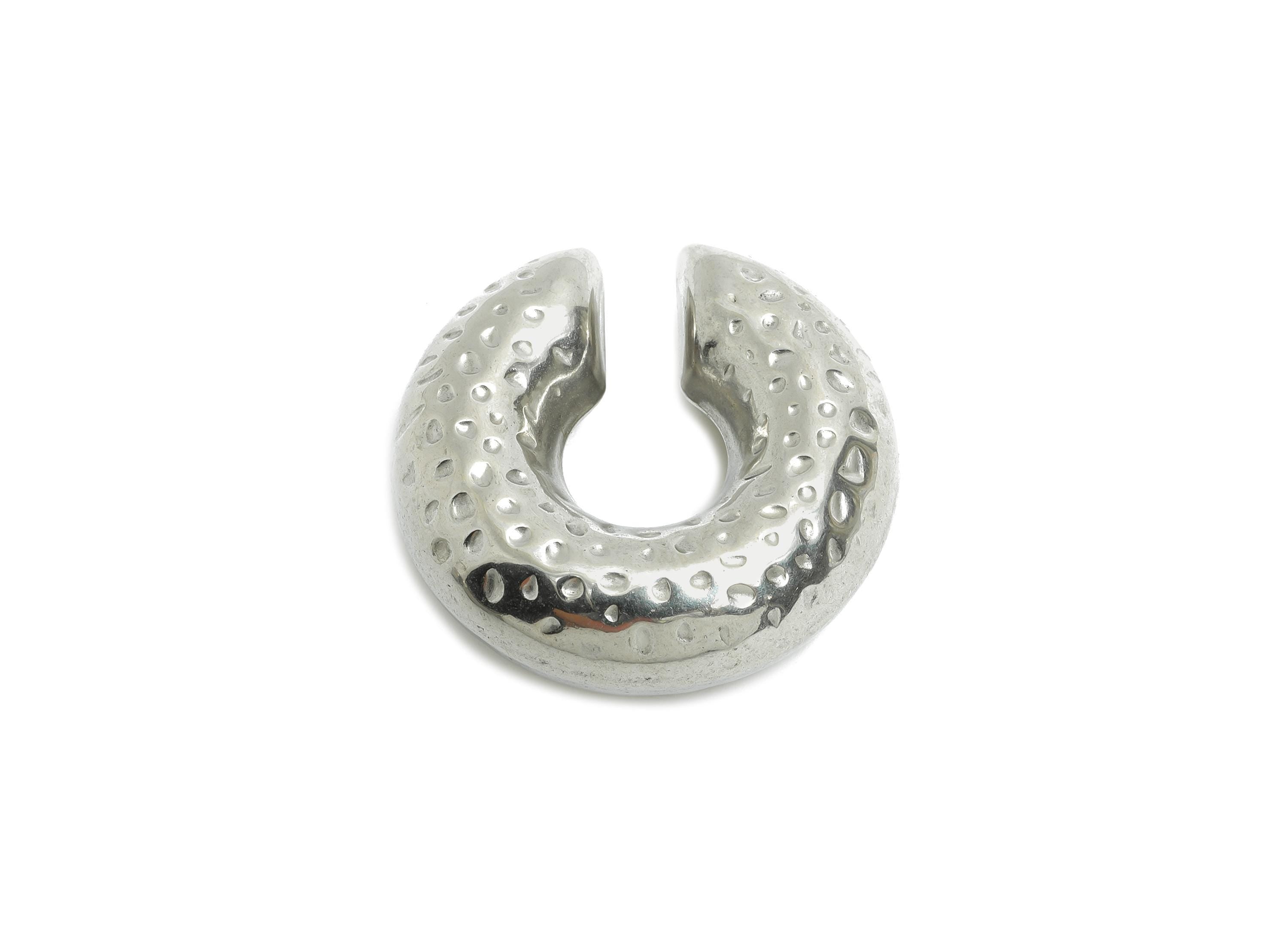 Steel Round Hoop Ear Cuff - Bold Hammered Steel Ear Cuff - Chunky Statement Metal Ear Cuff - Punk Style Steel Jewelry - 30x30x10mm - SS1690 - DOMEDBAZAAR
