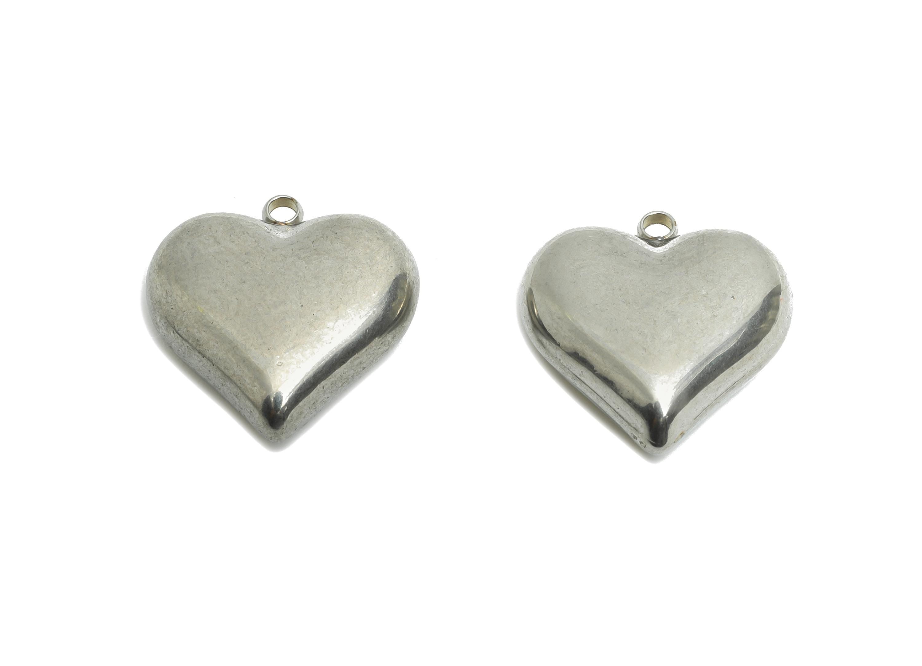 Steel Heart Charms - Smooth Steel Heart Charm - Romantic Metallic Love Charm - Minimalist Heart Jewelry Accent - 16.6x16.09x5.77mm - SS1686 - DOMEDBAZAAR
