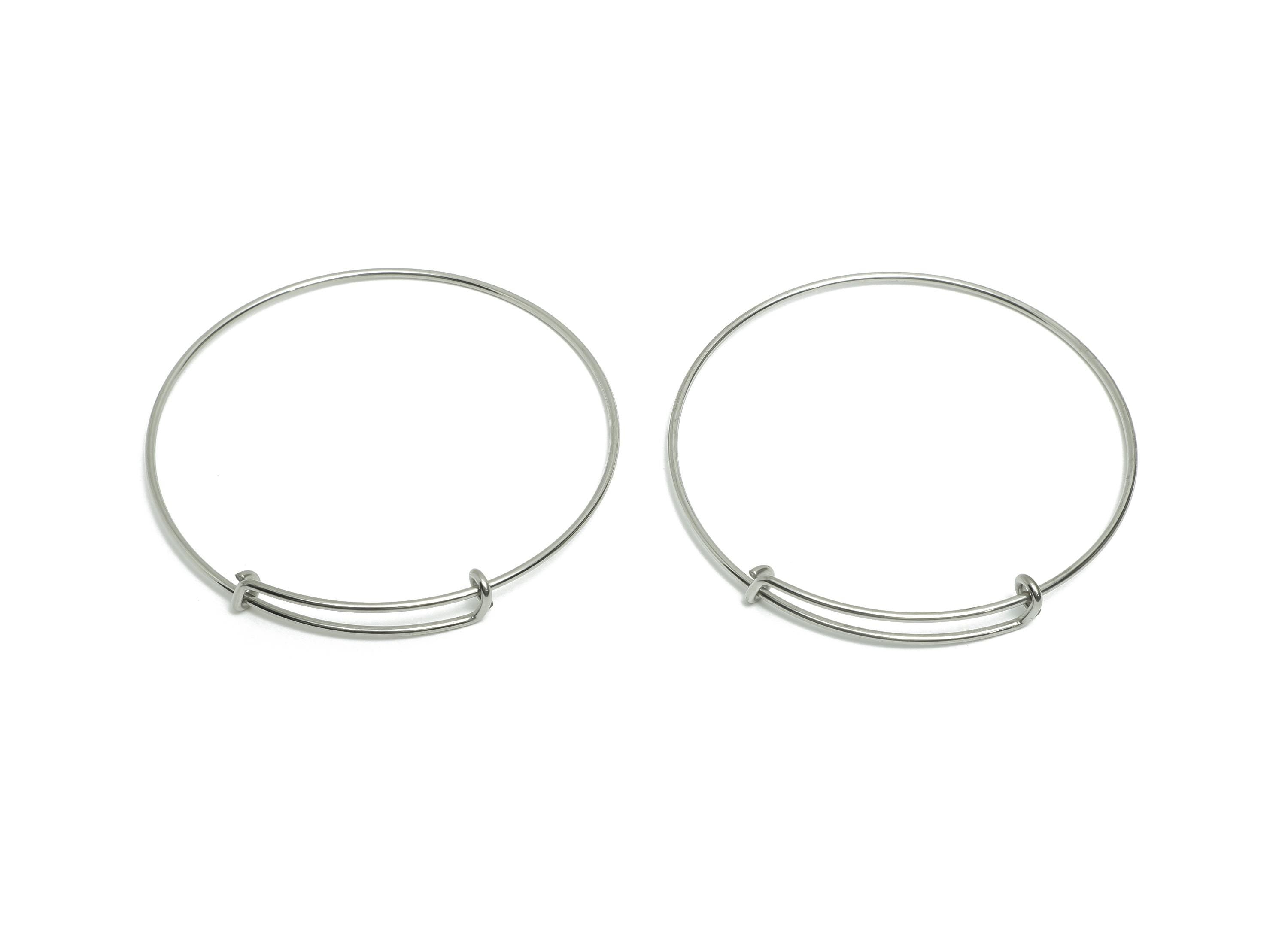 70mm Adjustable Bangle Bracelet - Steel One Loop Bracelet - Expandable Wire Bangle for Charms - Jewelry Supplies DIY - 70x70x1.6mm - SS1721 - DOMEDBAZAAR