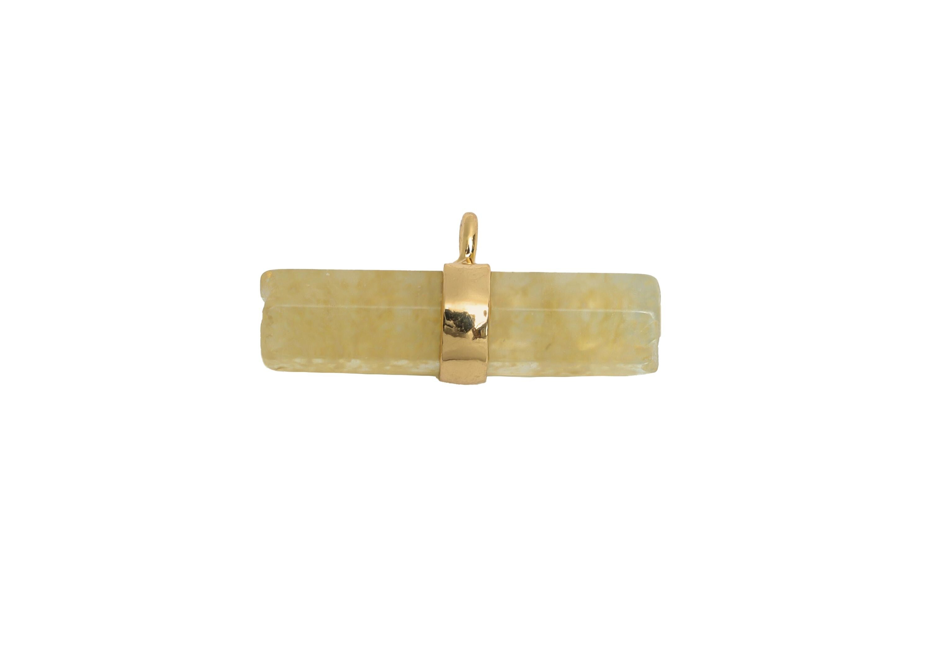 Smoky Quartz Bar Pendant - Brass Rectangular Stone Charm For Necklace - Modern Stone Jewelry - KC Gold Plating - 21x11x6.86mm - NS2882H - DOMEDBAZAAR