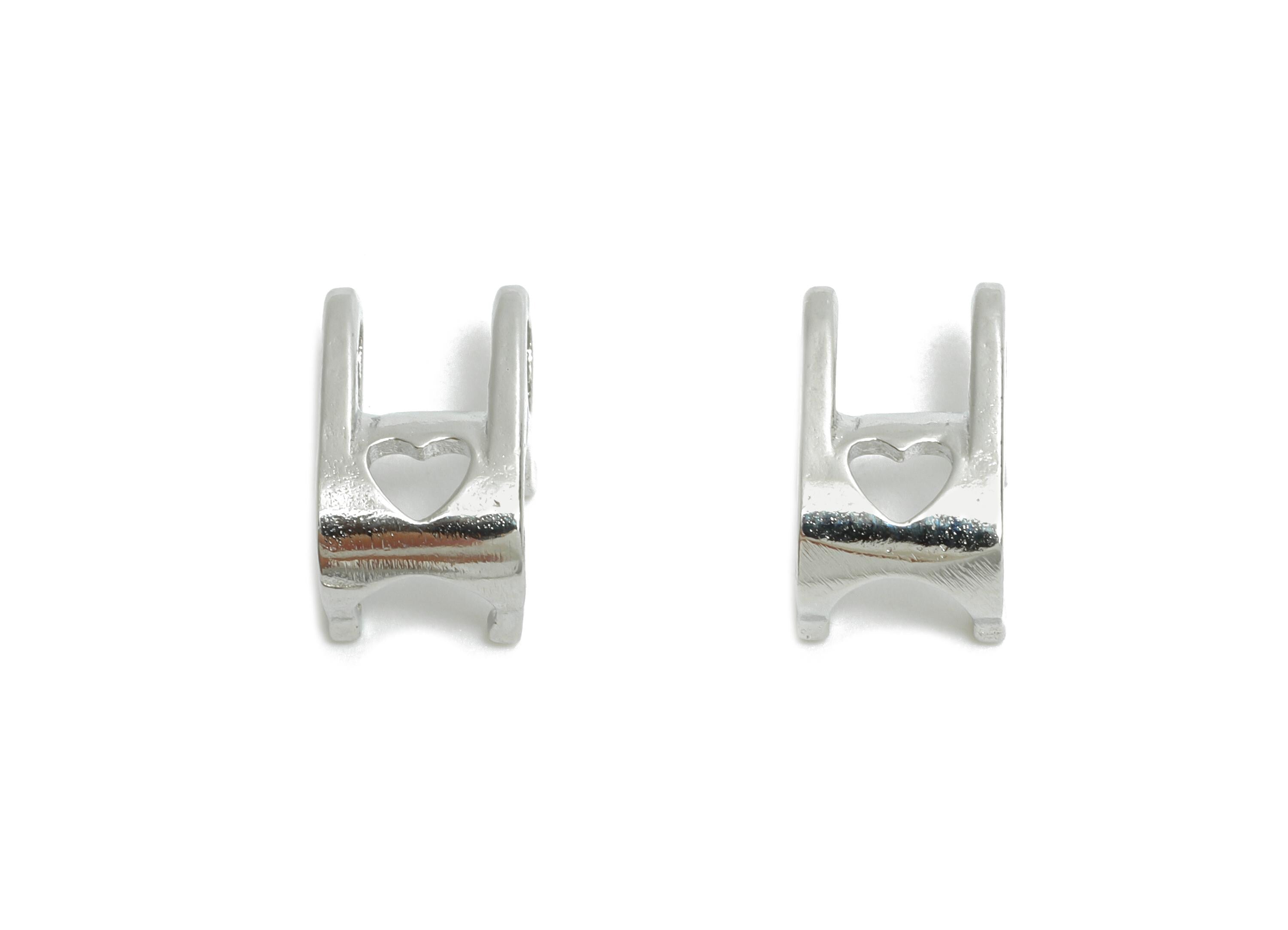 Brass Diamond Necklace Setting - Classic Heart Necklace Pendant for Zircon - Elegant Jewelry Accent - Silver Tone Plated - 10x6x5mm-RGP10771 - DOMEDBAZAAR