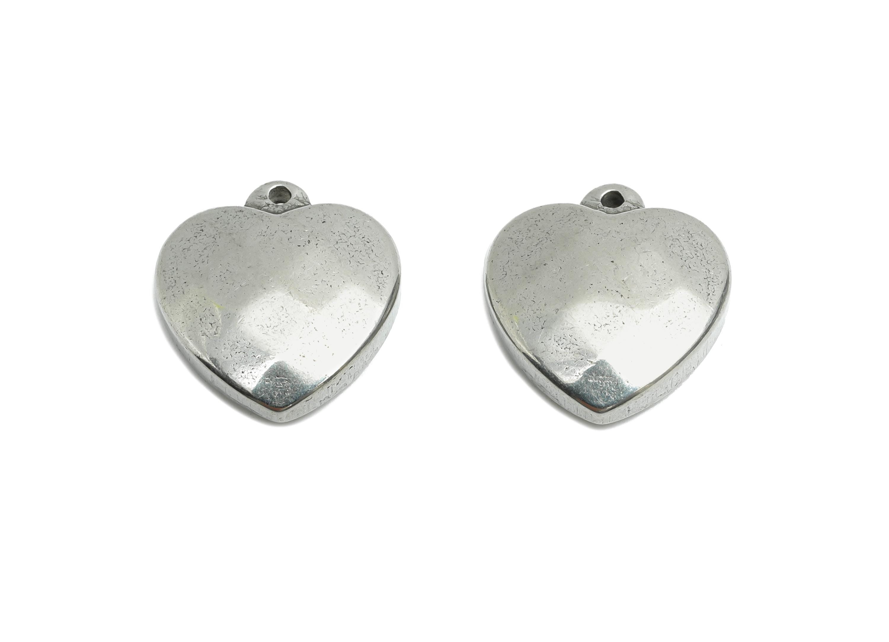 Stainless Steel Heart Charms - Faceted Heart Necklace Pendant - Fashion Jewelry Heart Pendant - Smooth Heart Charm - 16x15x5.02mm - SS1757 - DOMEDBAZAAR