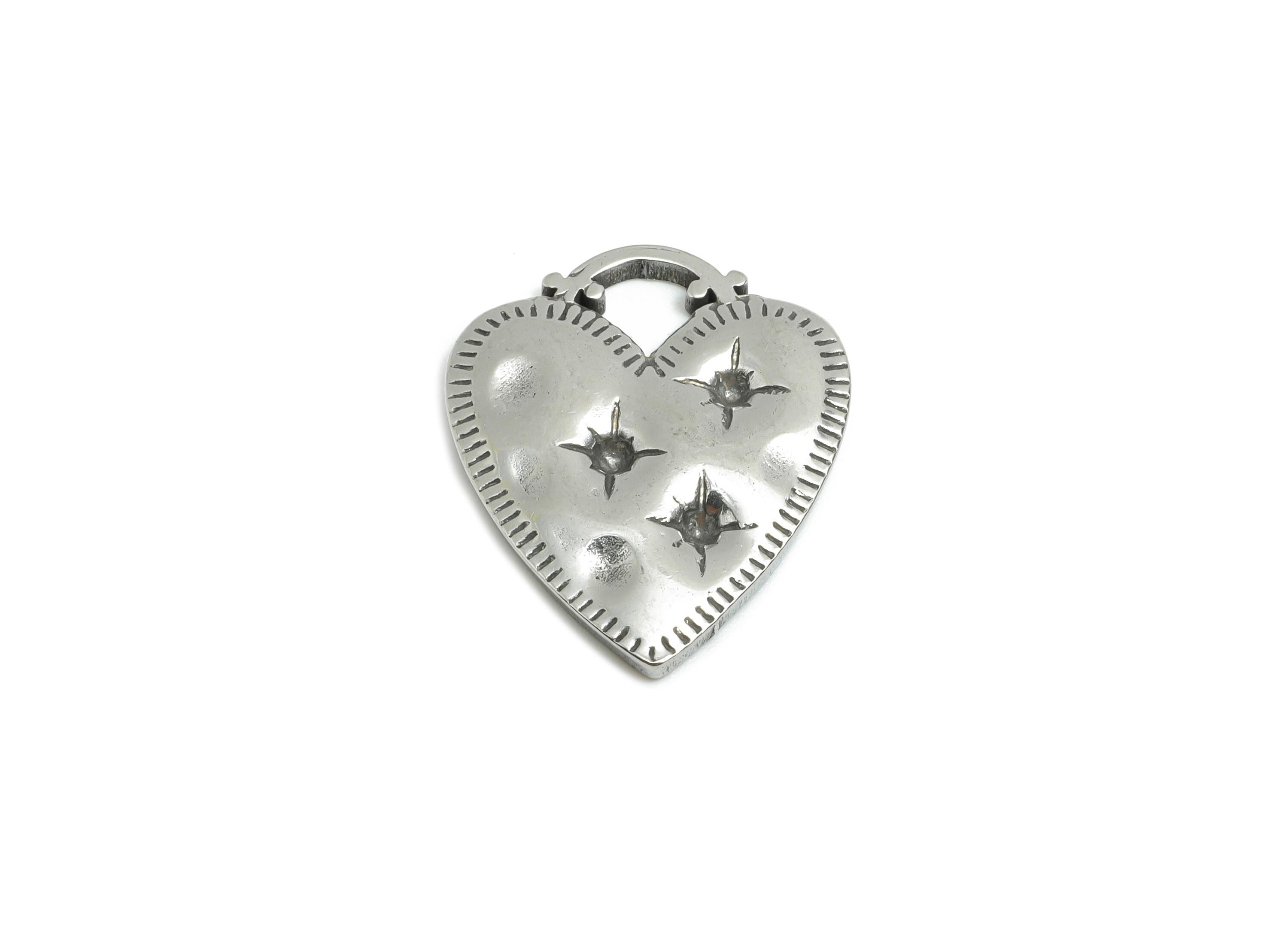 Stainless Steel Heart Charms - Steel Heart with Raised Stars For Gem - Unique Geometric Heart Pendant with Star - 20x16x2.38mm - SS1877 - DOMEDBAZAAR