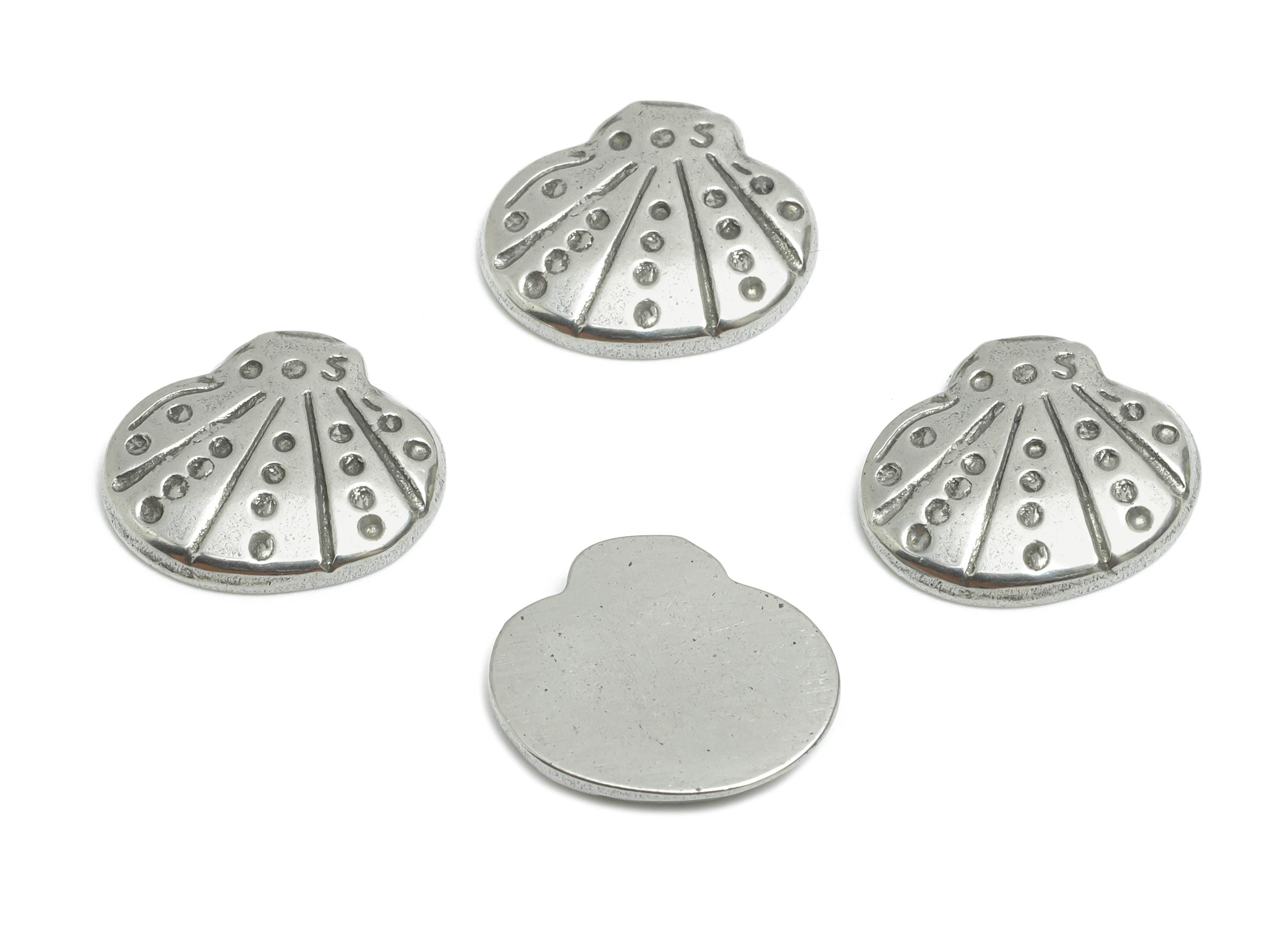 Steel Shell Charms - Textured Steel Marine Shell Charm - Simple Ocean Jewelry Design - Steel Jewelry Accessory - 11.71x13.38x2.09mm - SS1737 - DOMEDBAZAAR