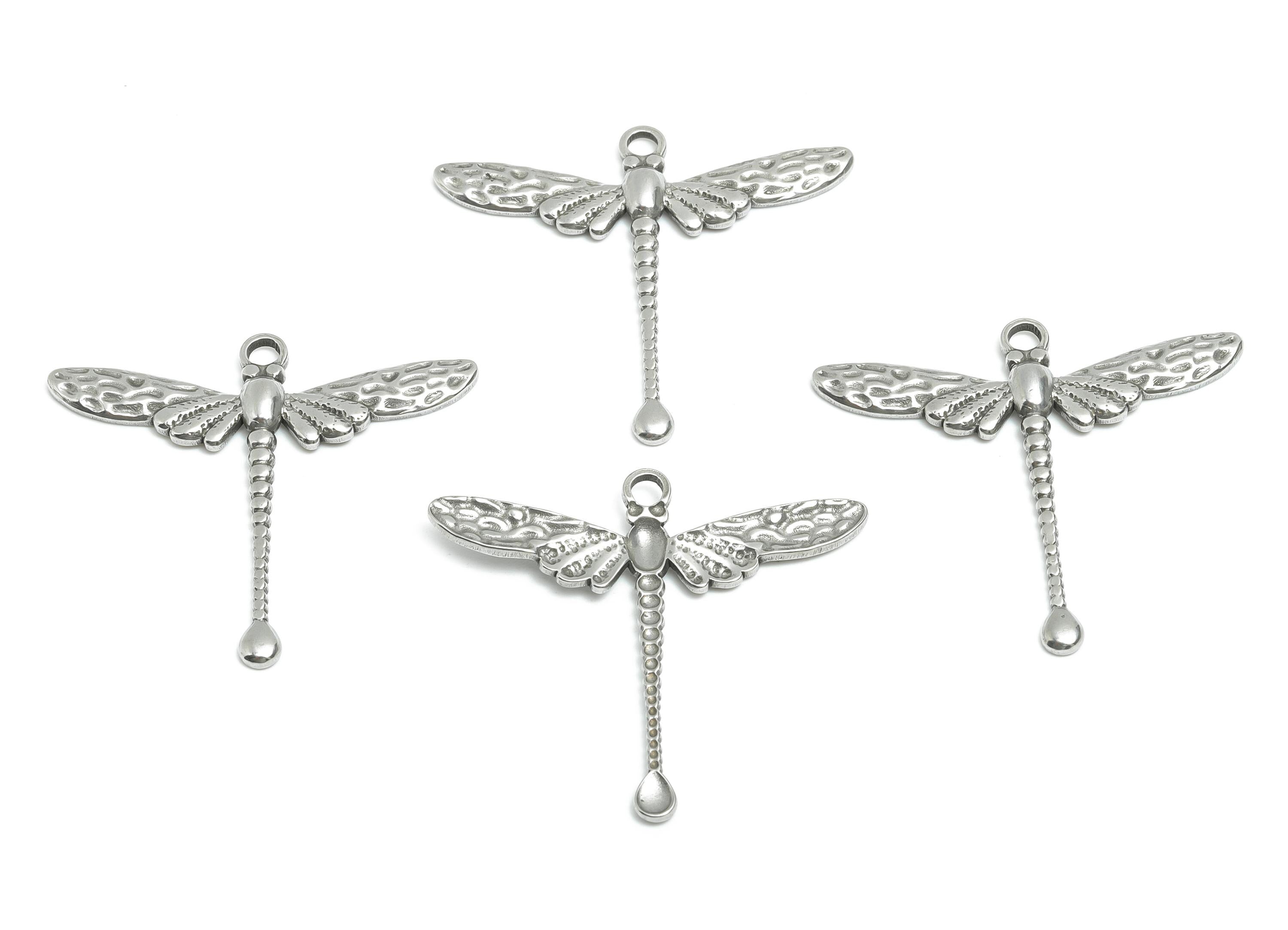 Stainless Steel Dragonfly Pendant - Dragonfly Jewelry Charm - Elegant Insect Pendant - Animal Charm for Jewelry - 31x35x2.35mm - SS1753 - DOMEDBAZAAR