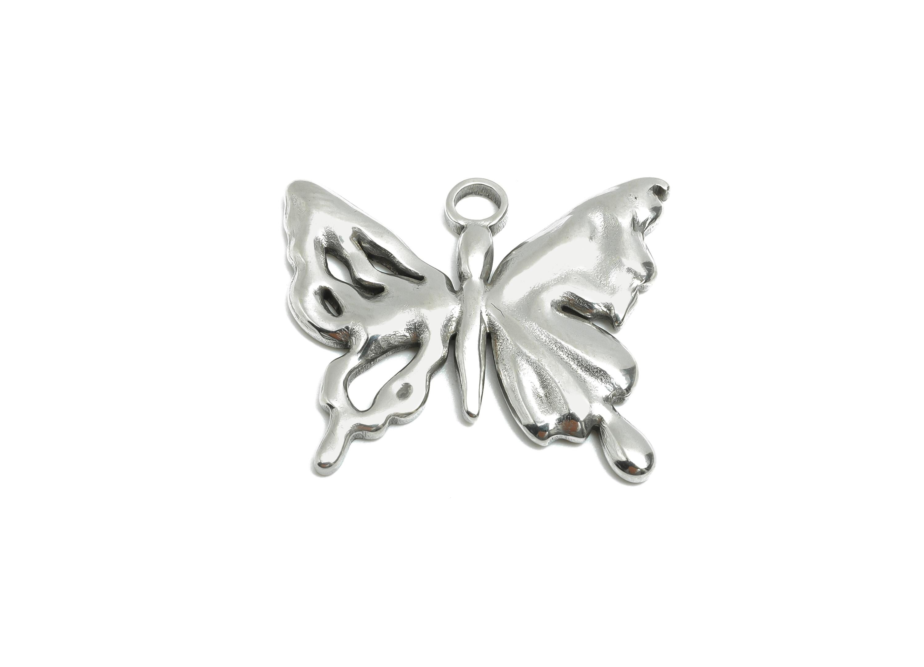 Stainless Steel Butterfly Pendant - Butterfly Jewelry Charm - Elegant Insect Pendant - Animal Charm for Jewelry - 21x25x2.16mm - SS1754 - DOMEDBAZAAR