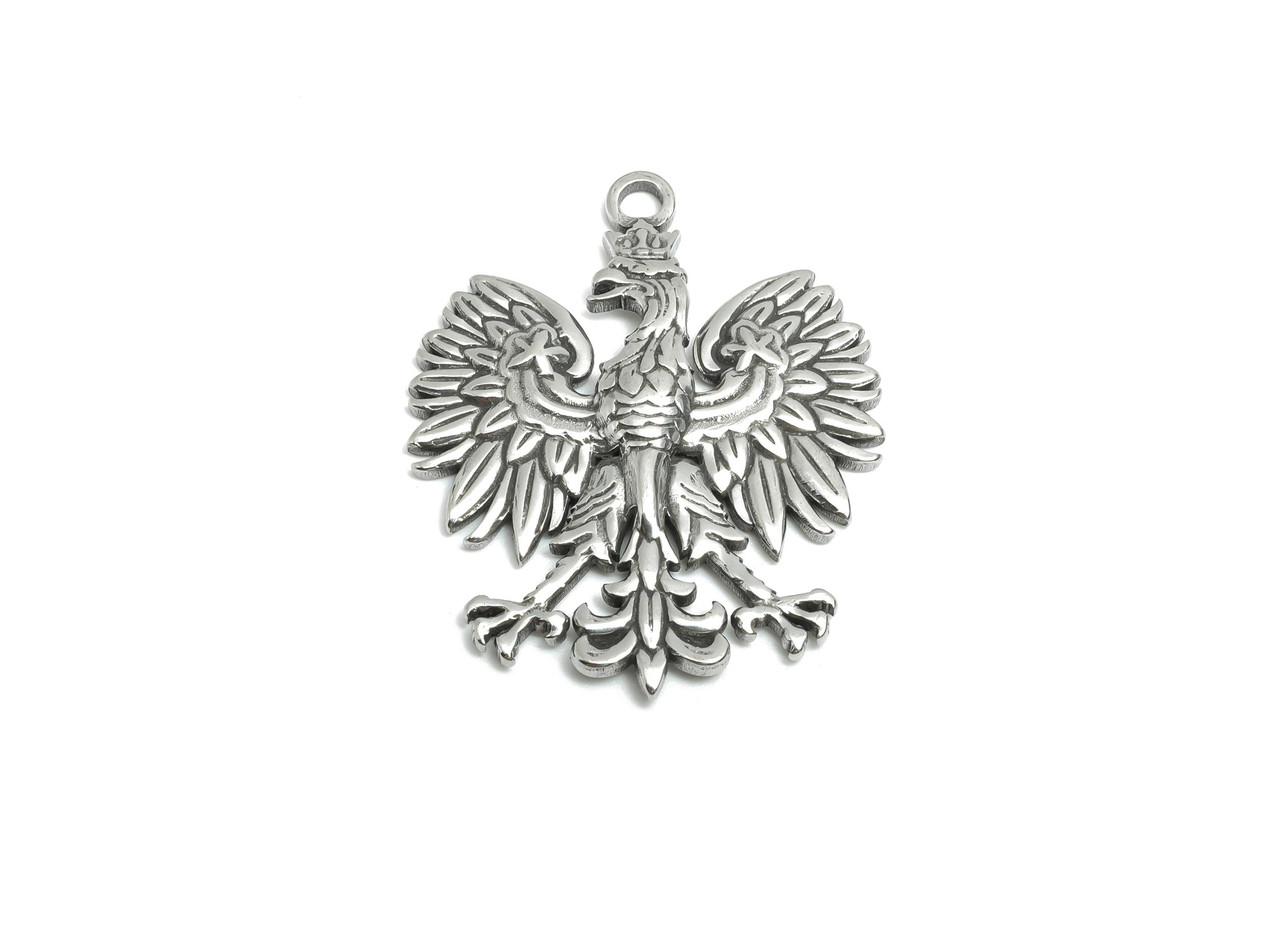 Stainless Steel Eagle Pendant - Detailed Eagle Jewelry Charm - Regal Eagle Pendant Design - Animal Charm for Jewelry - 31x24x2mm - SS1845 - DOMEDBAZAAR