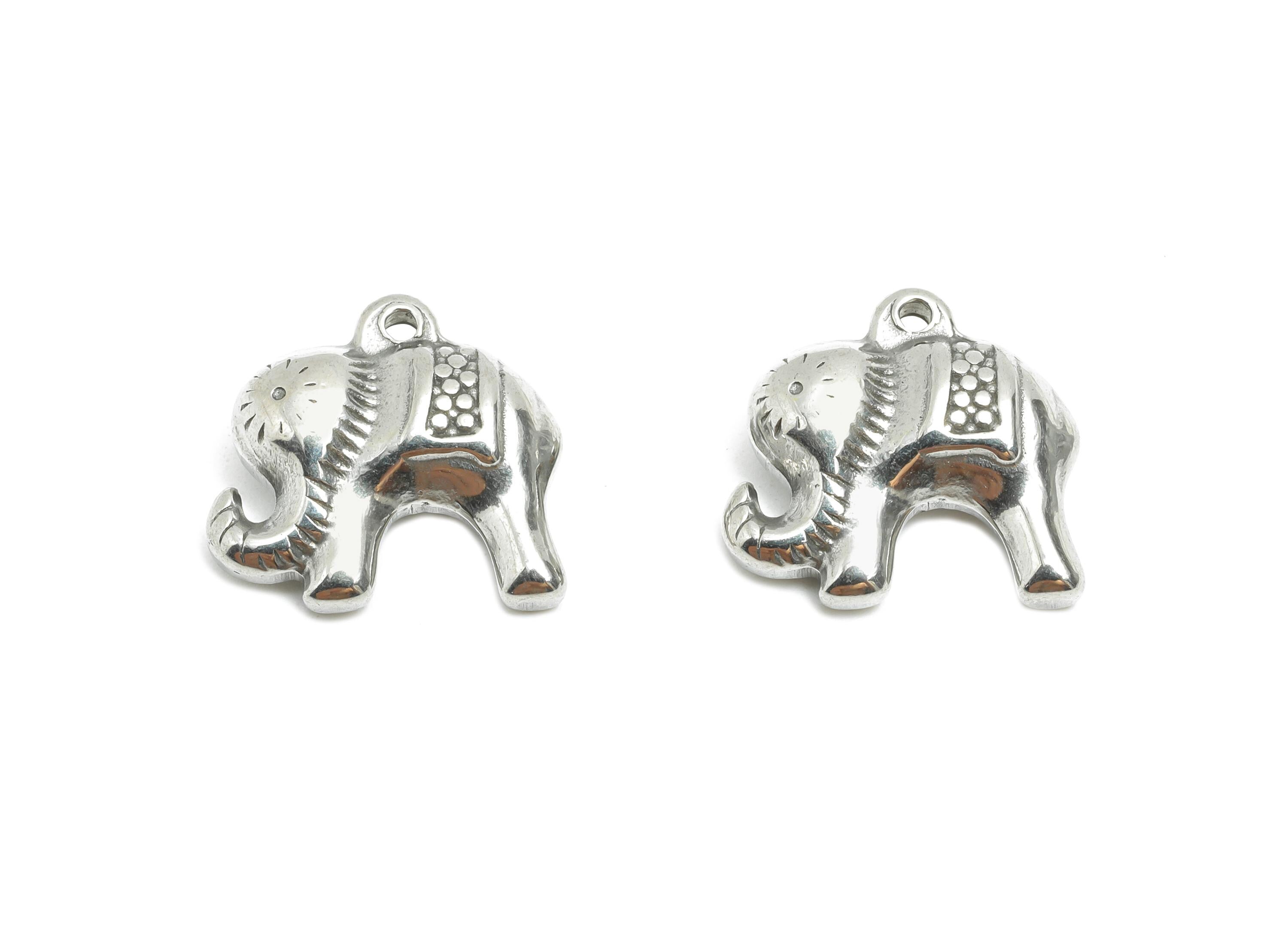 Stainless Steel Elephant Pendant - Elephant Jewelry Charm - Elephant Pendant for Necklace - Animal Charm for Jewelry - 14x16x5.79mm - SS1825 - DOMEDBAZAAR