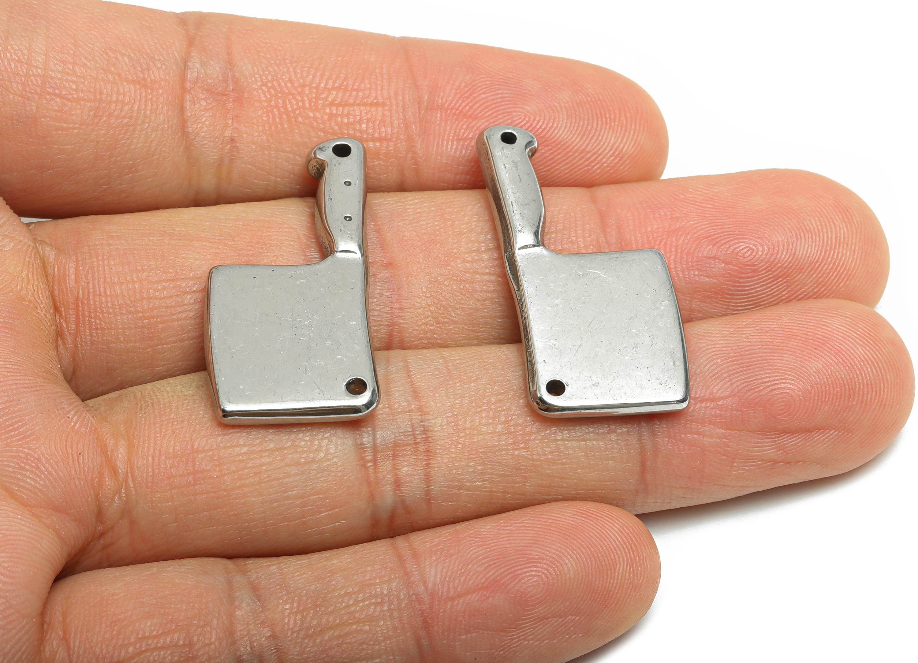 Stainless Steel Knife Pendant - Culinary Tools Necklace Pendant with 2 Holes - Silver Punk Style Pendant - Steel Jewelry - 32x15x2mm -SS1977 - DOMEDBAZAAR