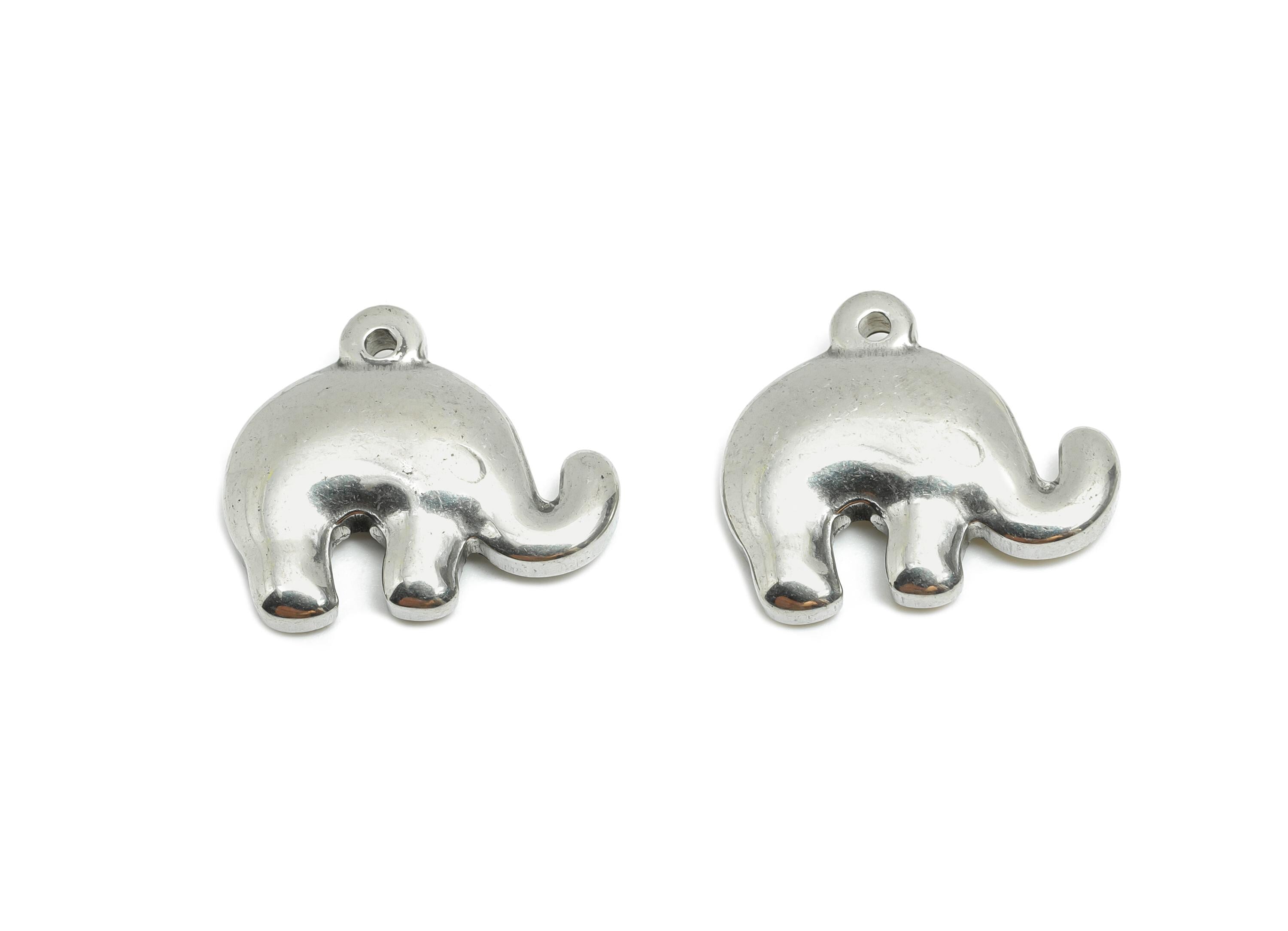 Stainless Steel Elephant Pendant - Cute Elephant Jewelry Charm - Elephant Pendant for Necklace - Animal  Jewelry - 17x20x4.64mm - SS1847 - DOMEDBAZAAR